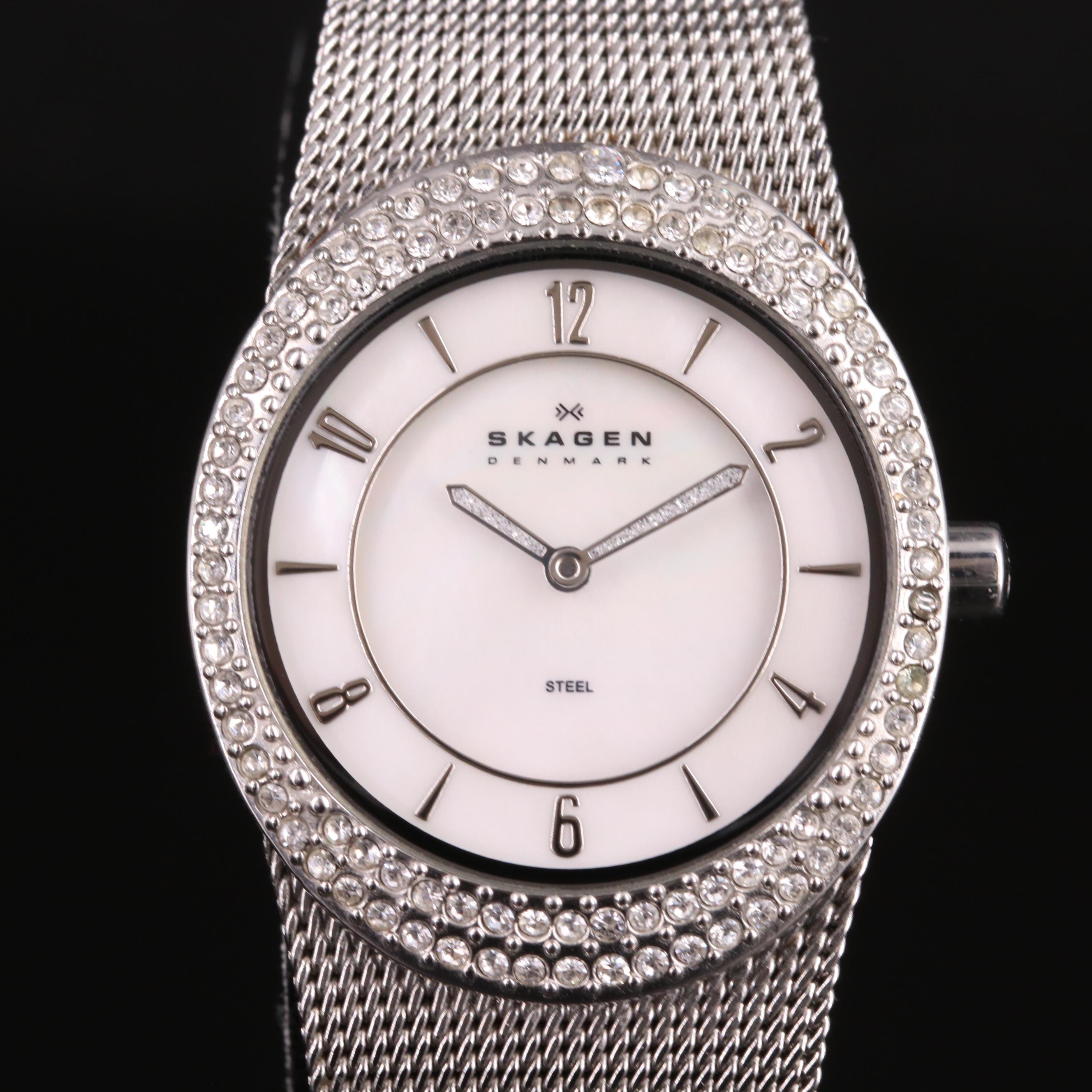 Skagen Mother-of-Pearl and Crystal Quartz Watch