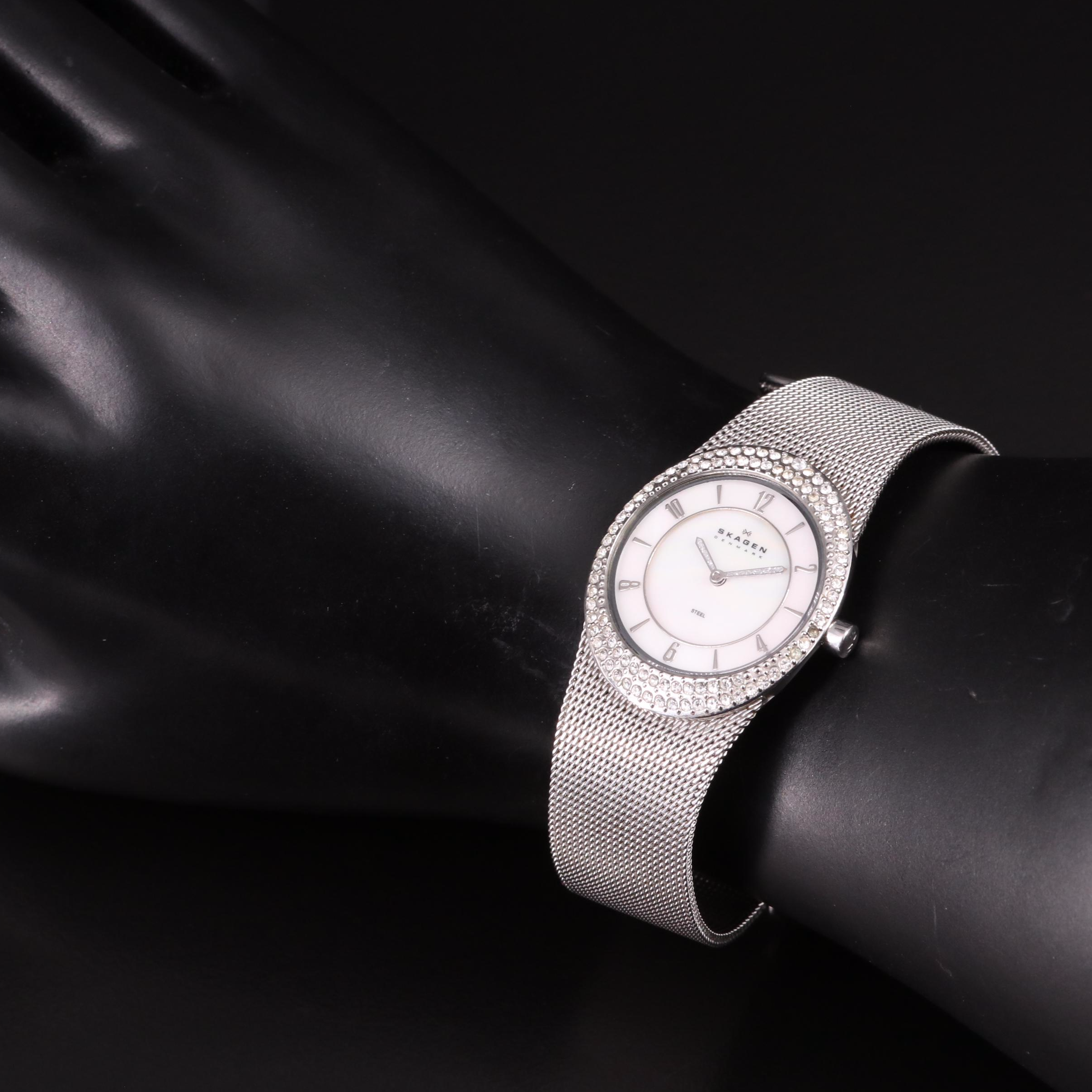 Skagen Mother-of-Pearl and Crystal Quartz Watch