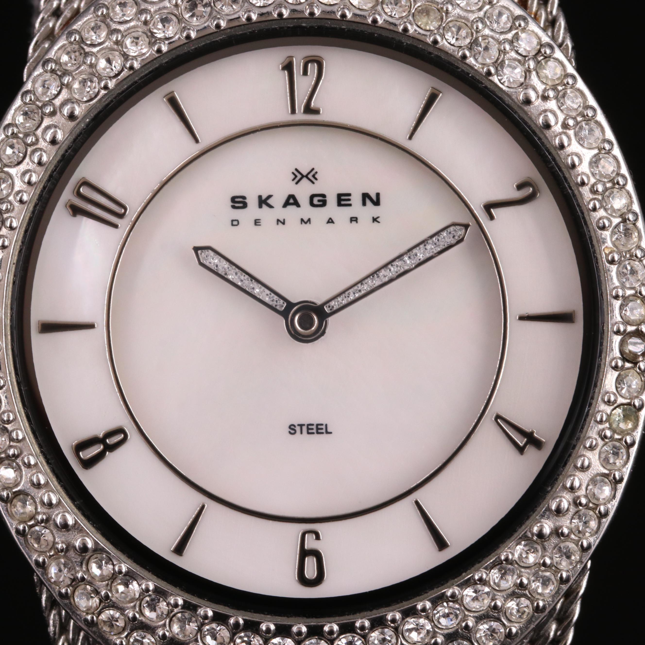 Skagen Mother-of-Pearl and Crystal Quartz Watch