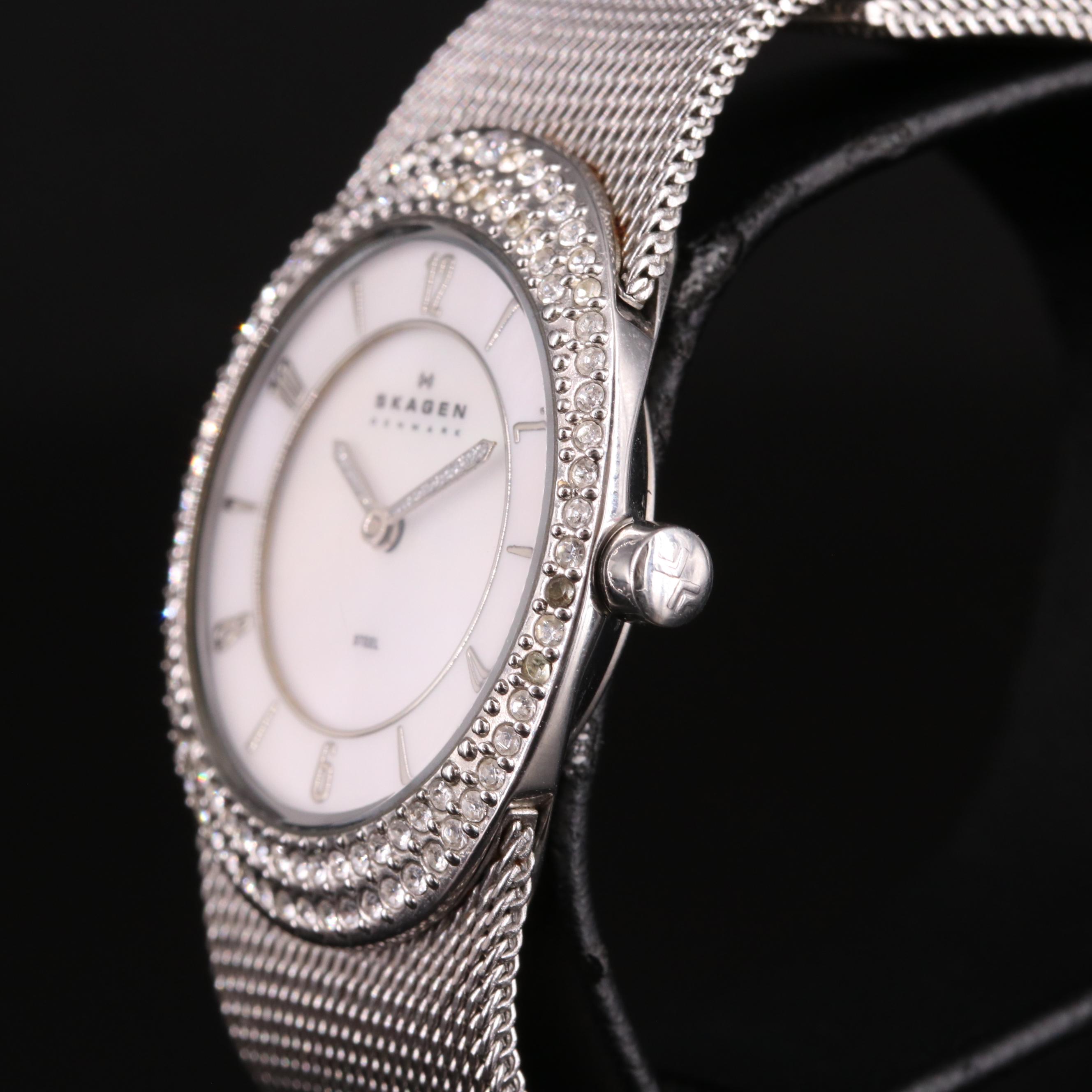 Skagen Mother-of-Pearl and Crystal Quartz Watch