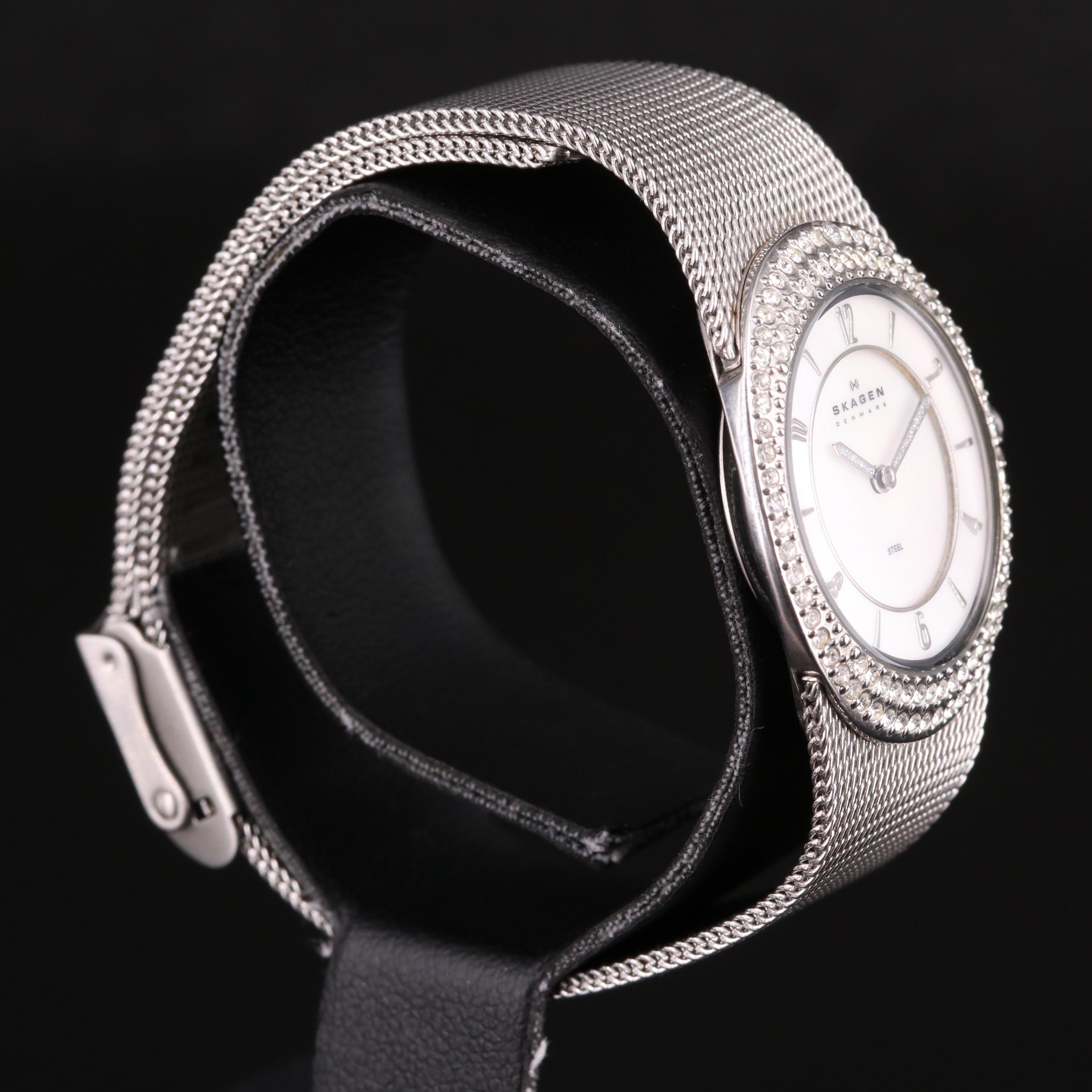 Skagen Mother-of-Pearl and Crystal Quartz Watch