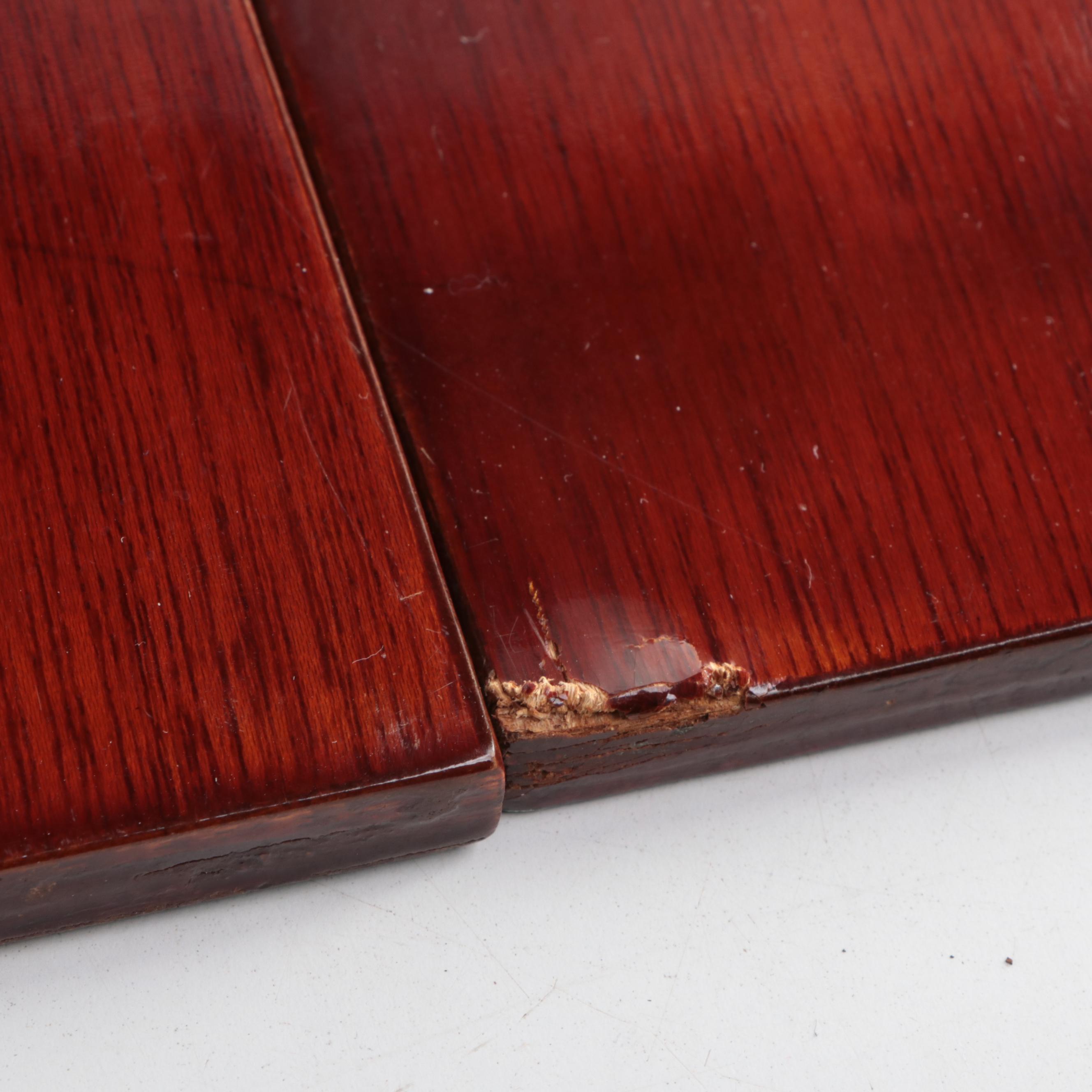 East Asian Red Lacquered Wood and Metal Hanging Panels