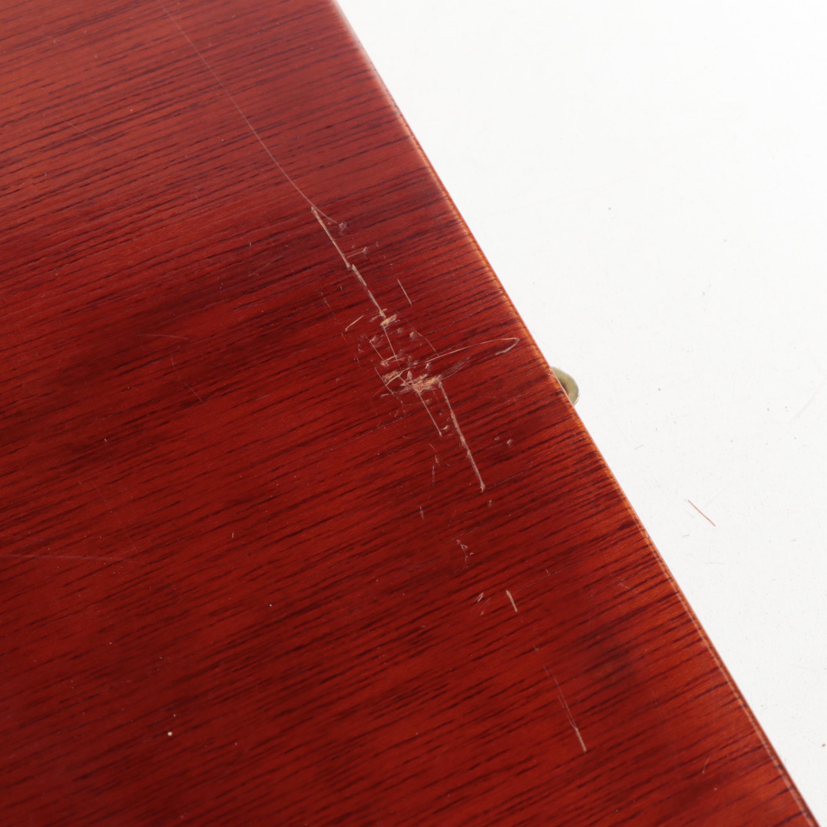 East Asian Red Lacquered Wood and Metal Hanging Panels