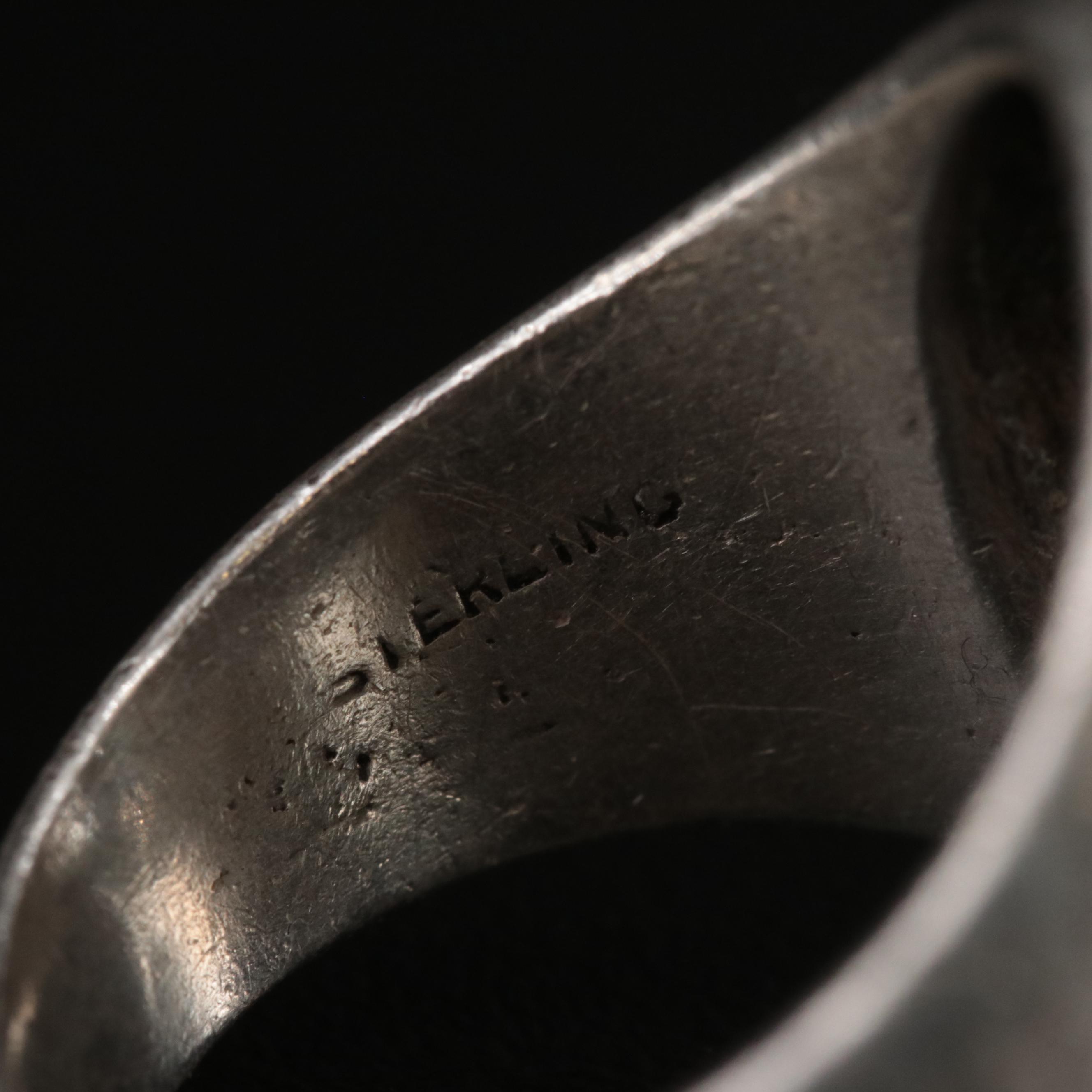 1940s Allan Adler Sterling Scarab Cufflinks and Ring