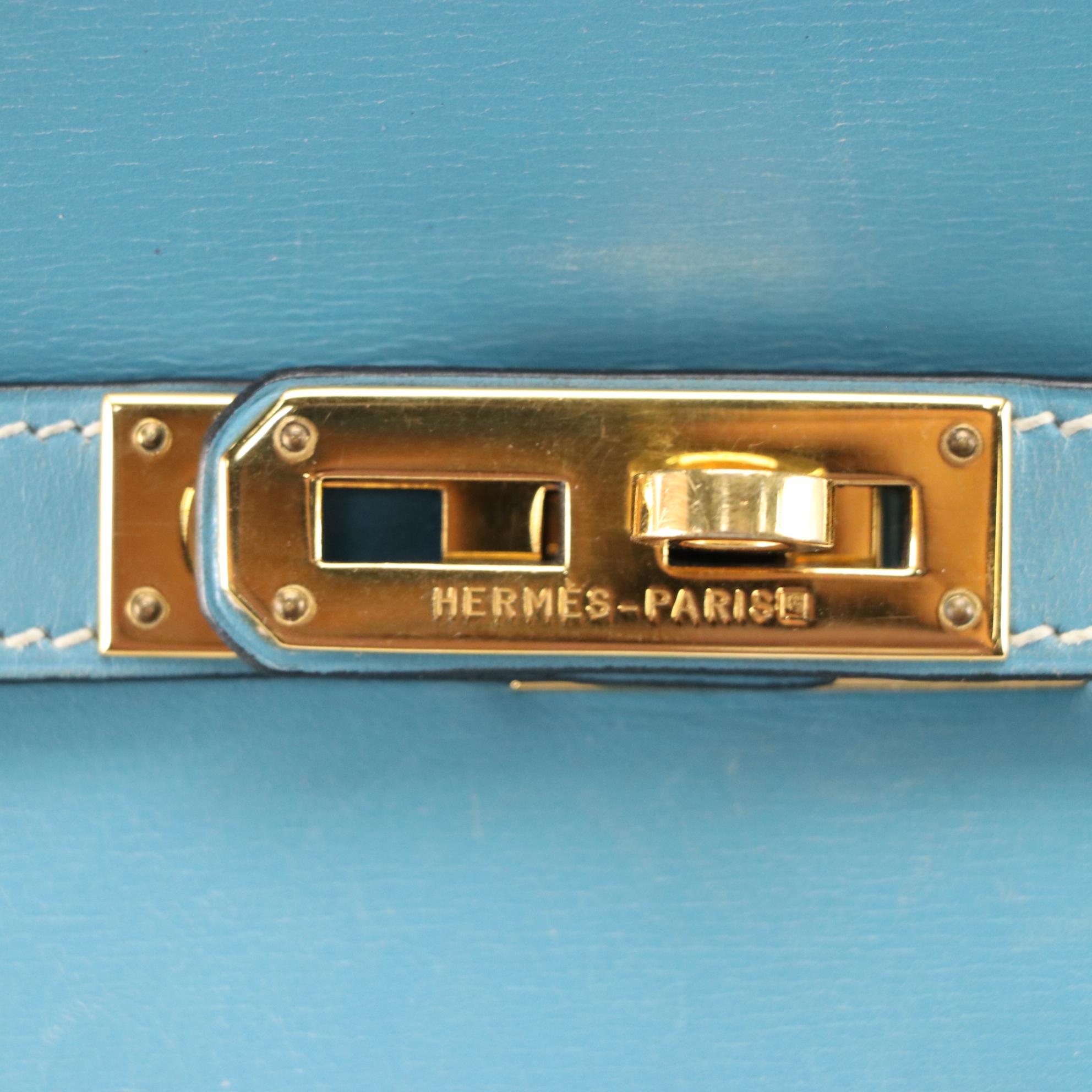 Hermès Kelly Depeches 38 Briefcase in Blue Jean Gulliver Leather