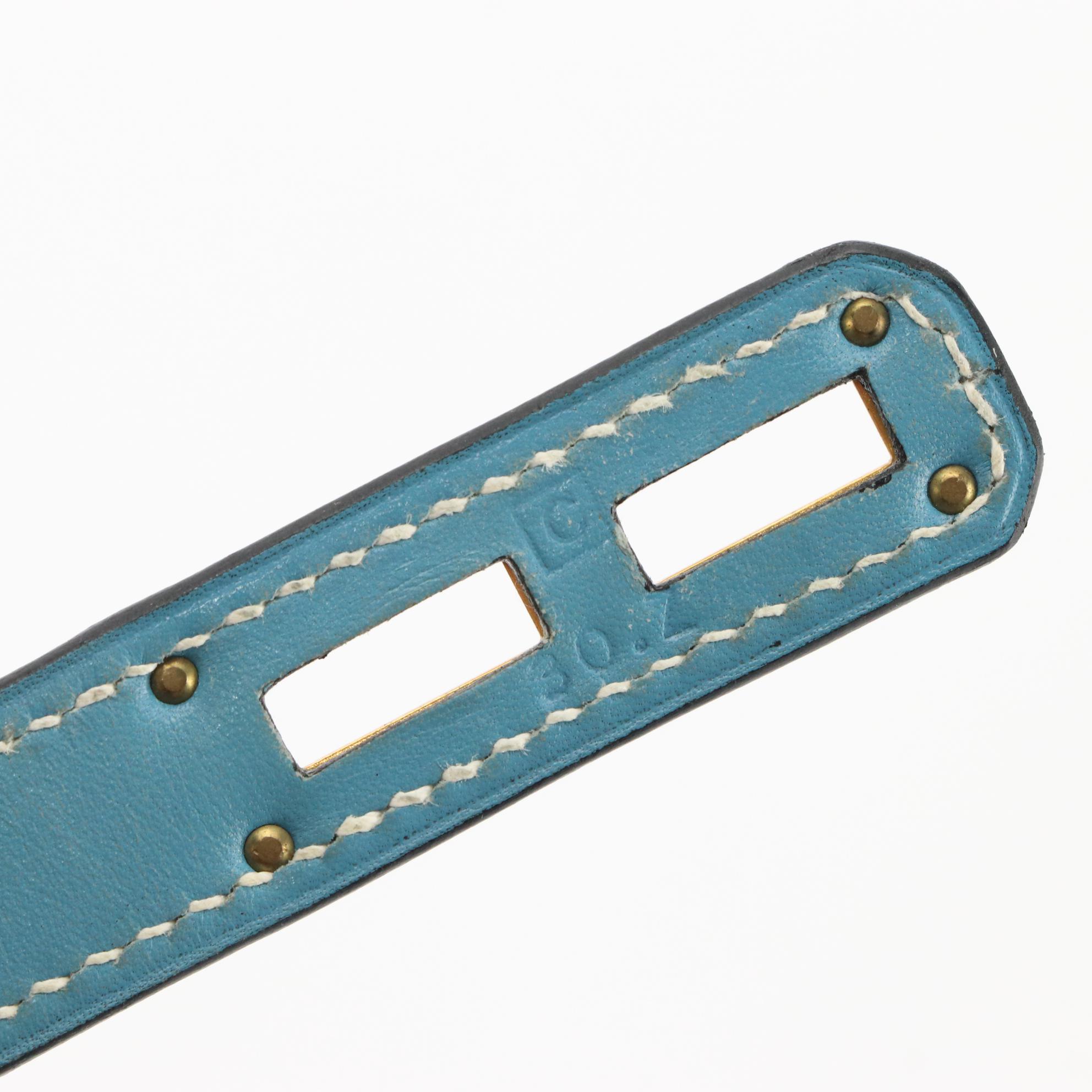 Hermès Kelly Depeches 38 Briefcase in Blue Jean Gulliver Leather