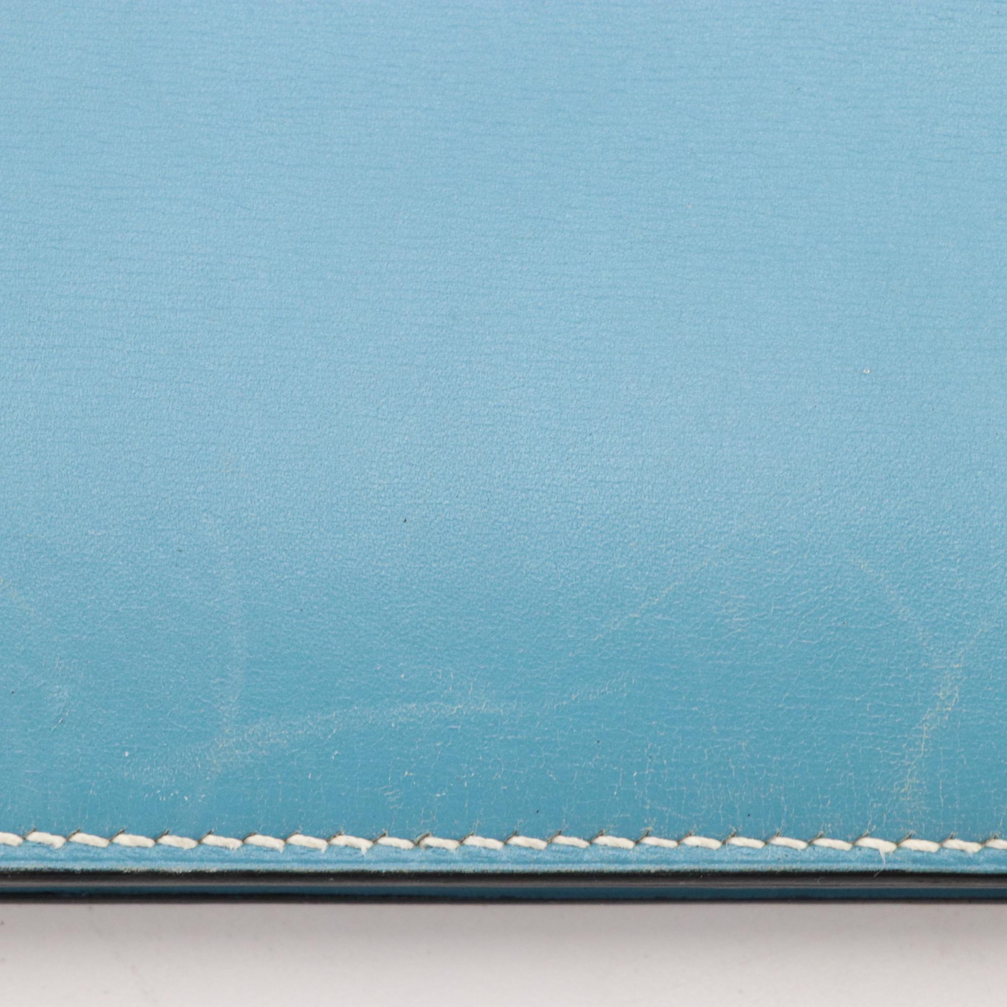 Hermès Kelly Depeches 38 Briefcase in Blue Jean Gulliver Leather