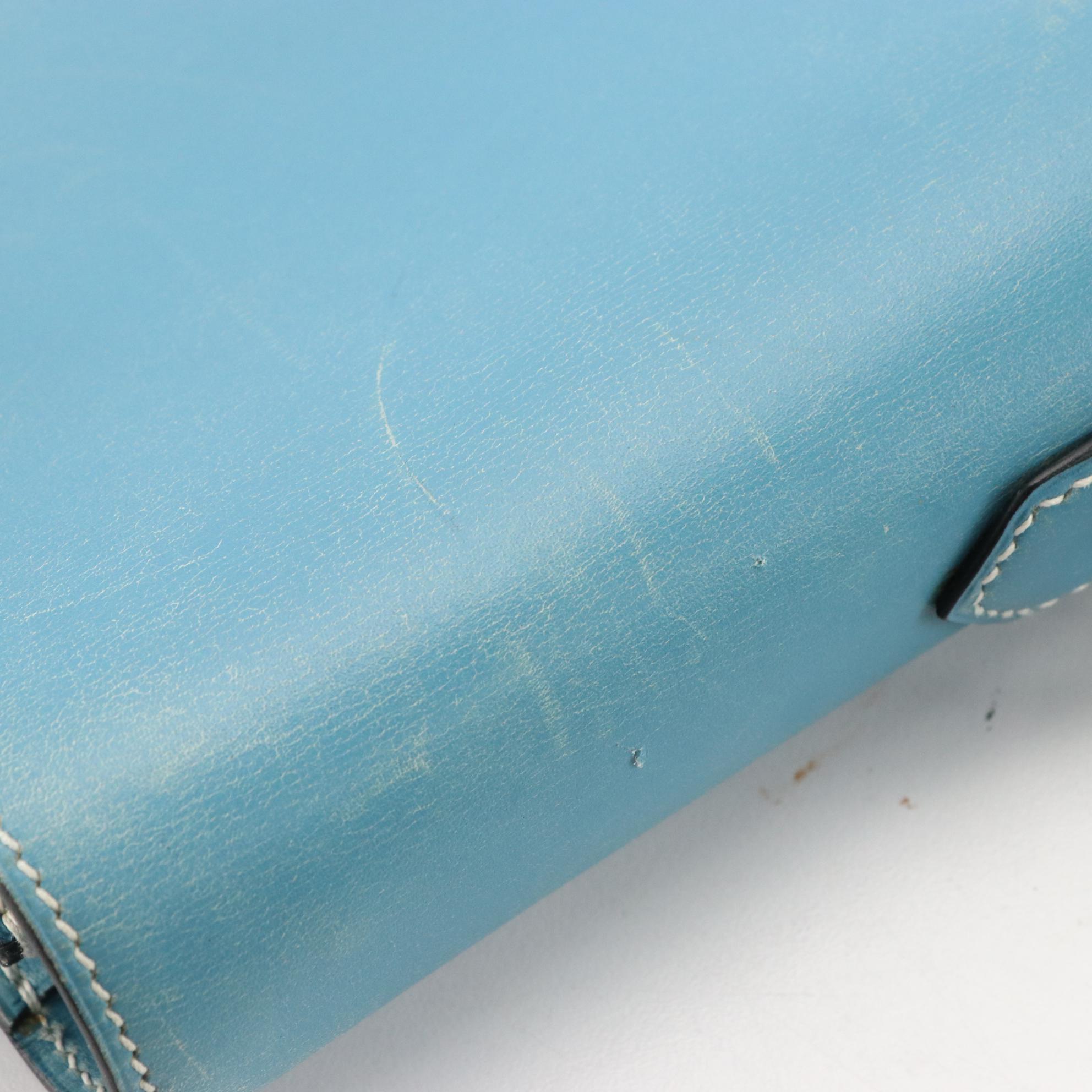 Hermès Kelly Depeches 38 Briefcase in Blue Jean Gulliver Leather