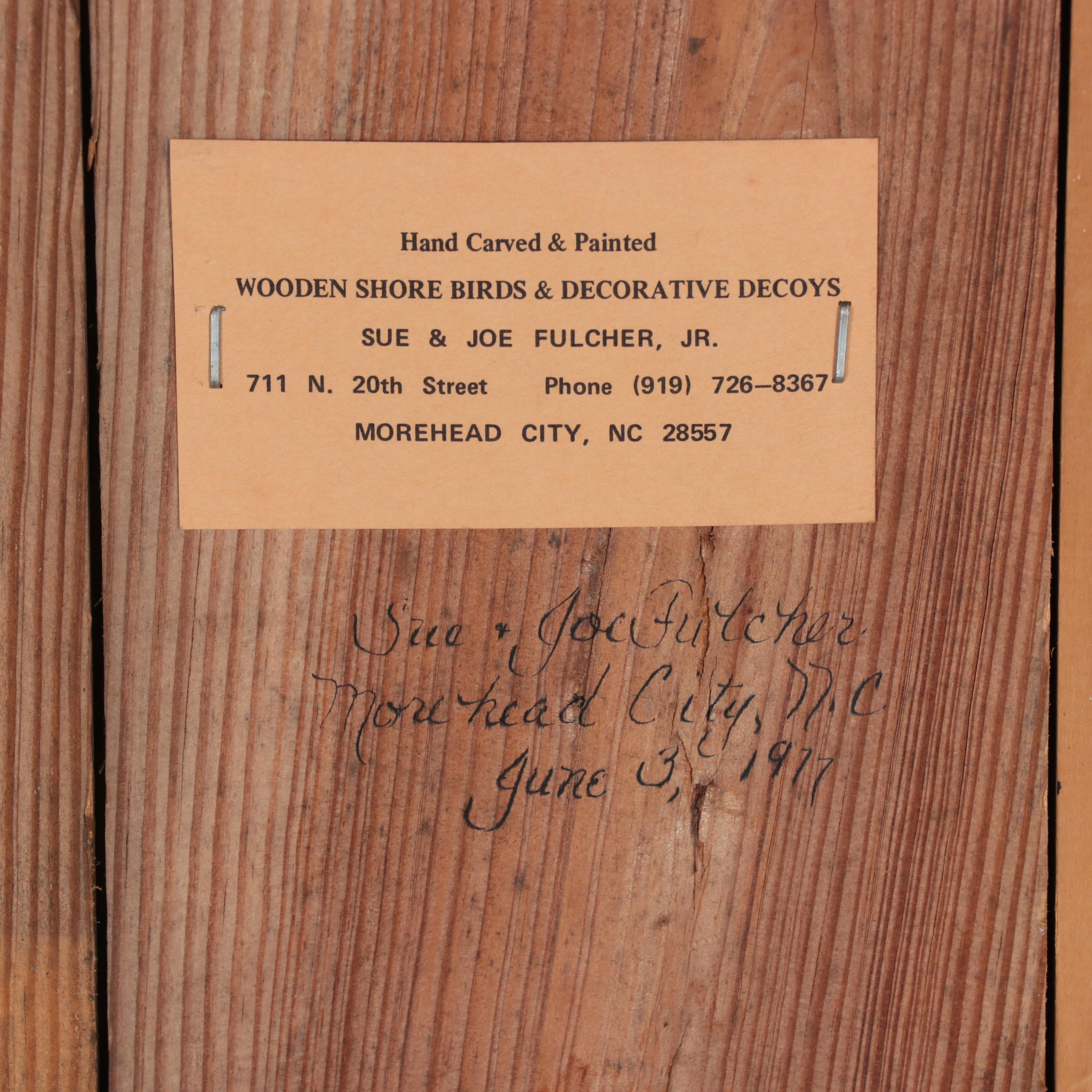 Sue Fulcher & Joe Fulcher Jr. Hand-Carved Wood Sculpture of Bird, 1977