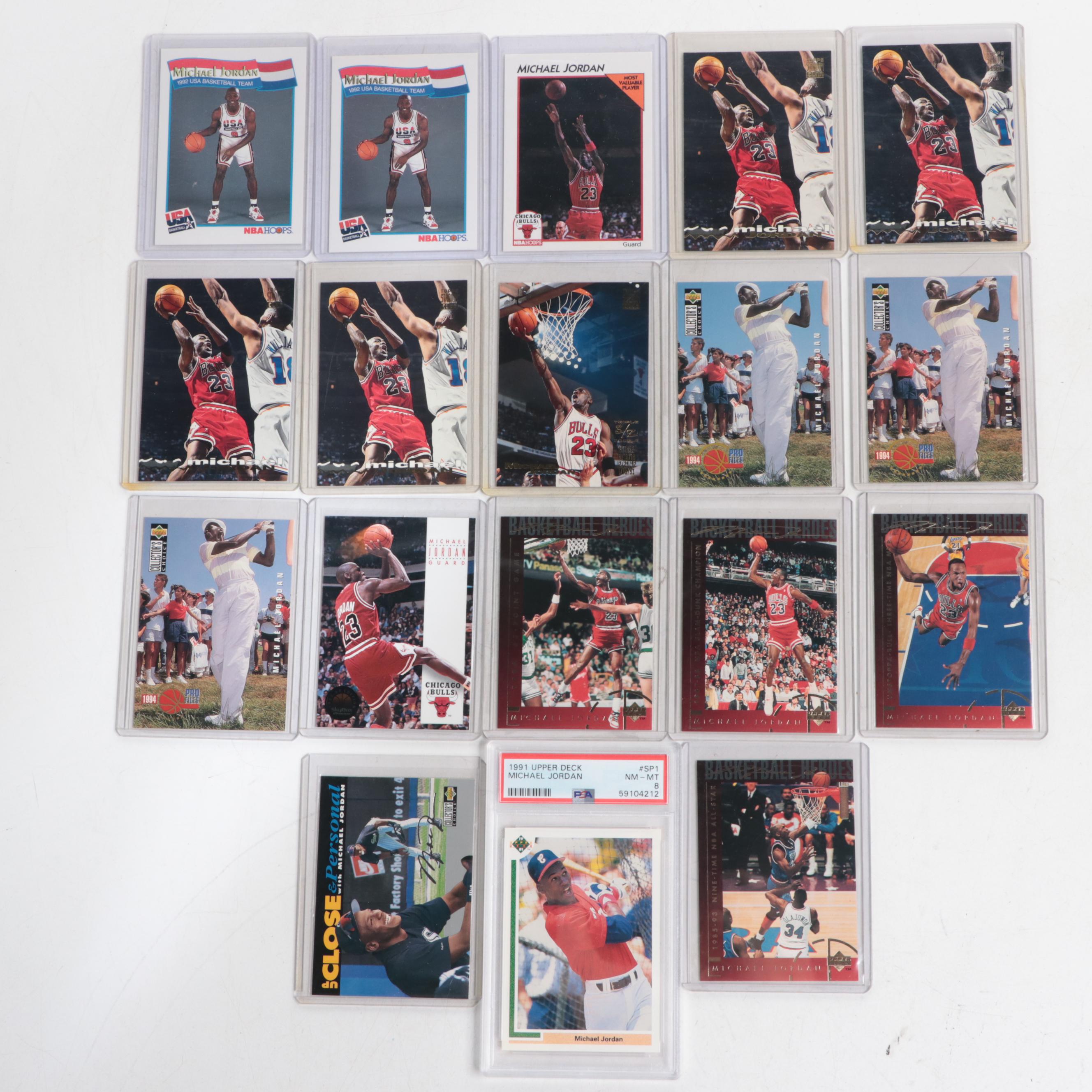 1991 Upper Deck Graded PSA with More Michael Jordan Cards and Bulls Hats