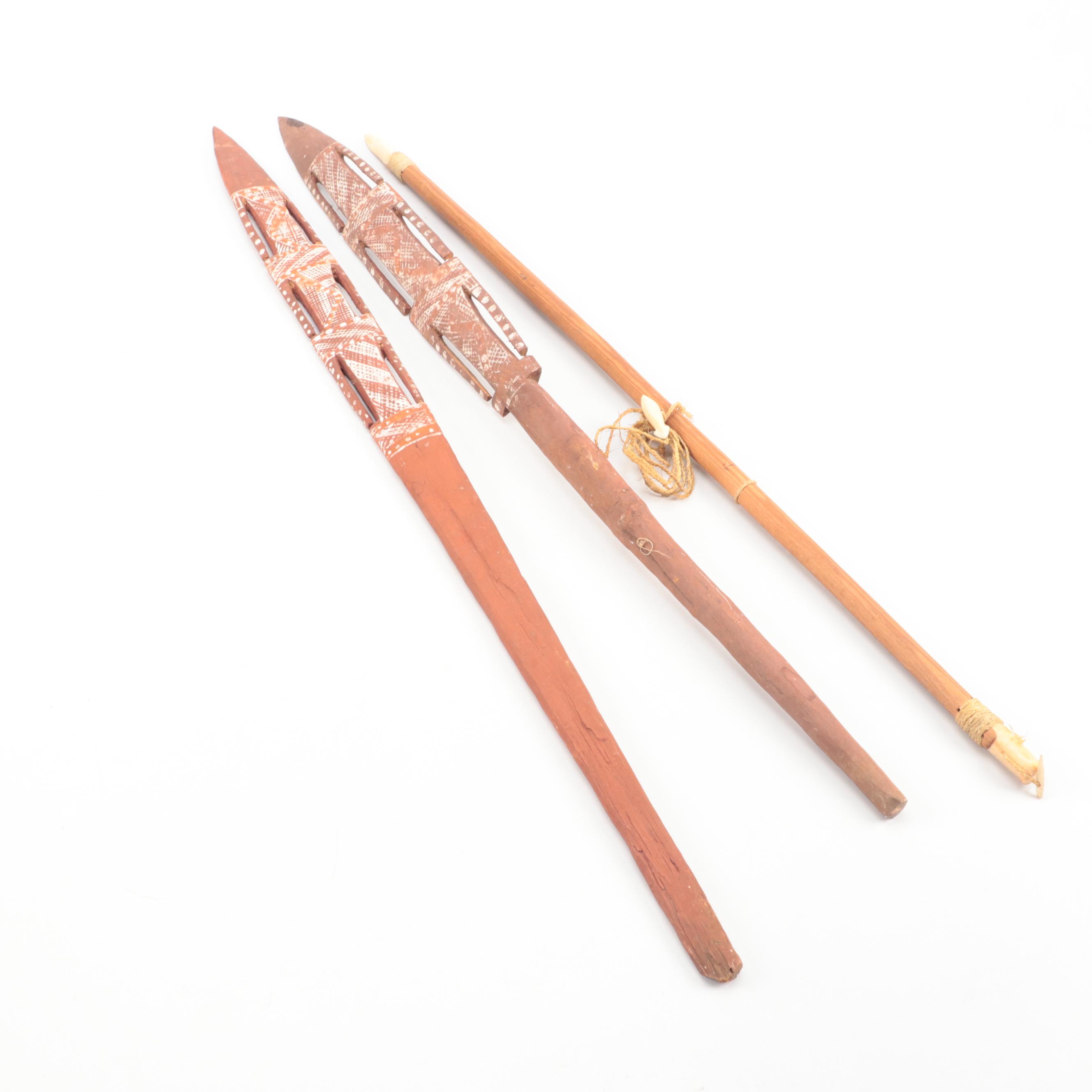 Aboriginal Style Carved Spear Throwers