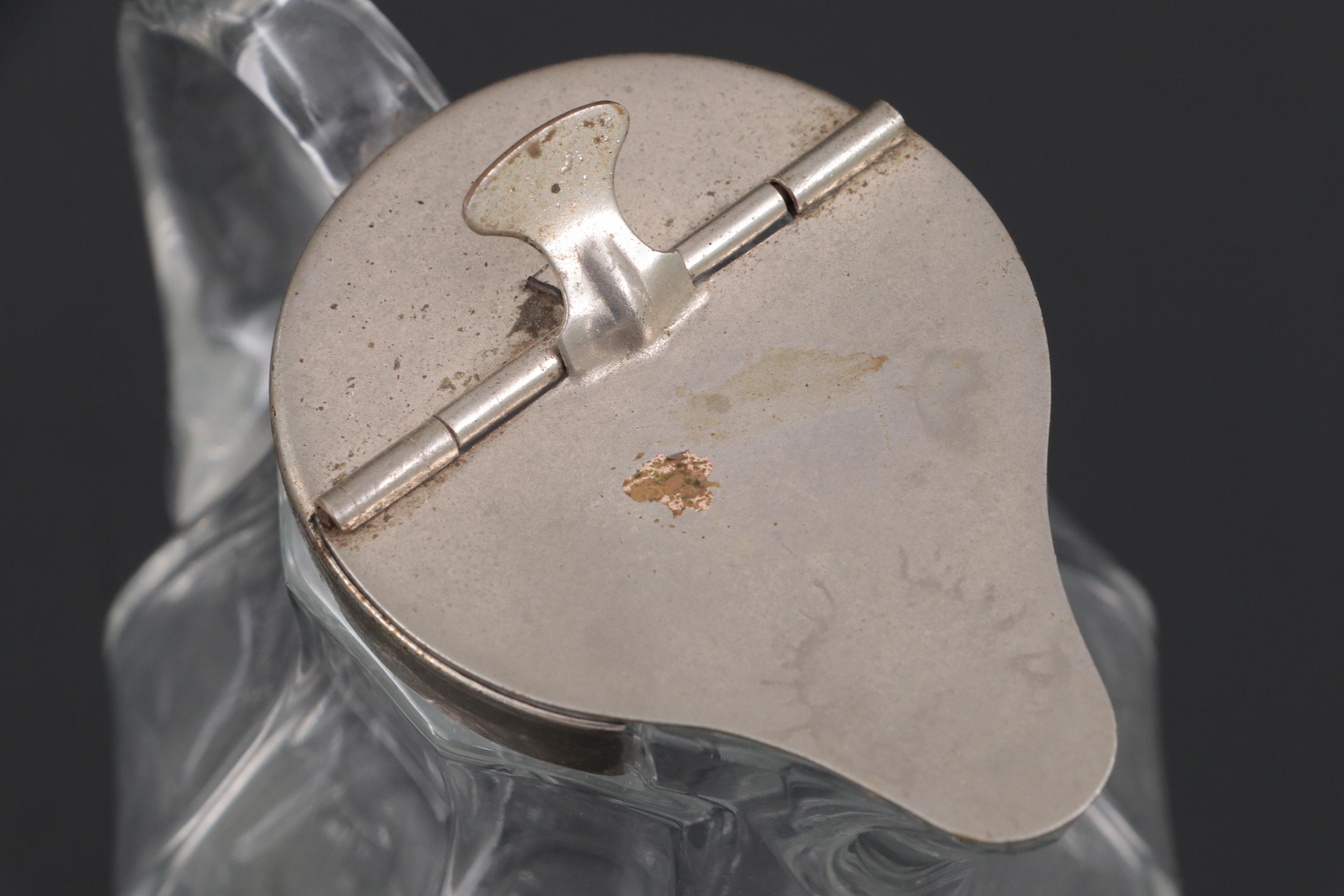 Heisey "Colonial Clear" and "Clear" Glass Syrup Pitchers with Sanitary Lids