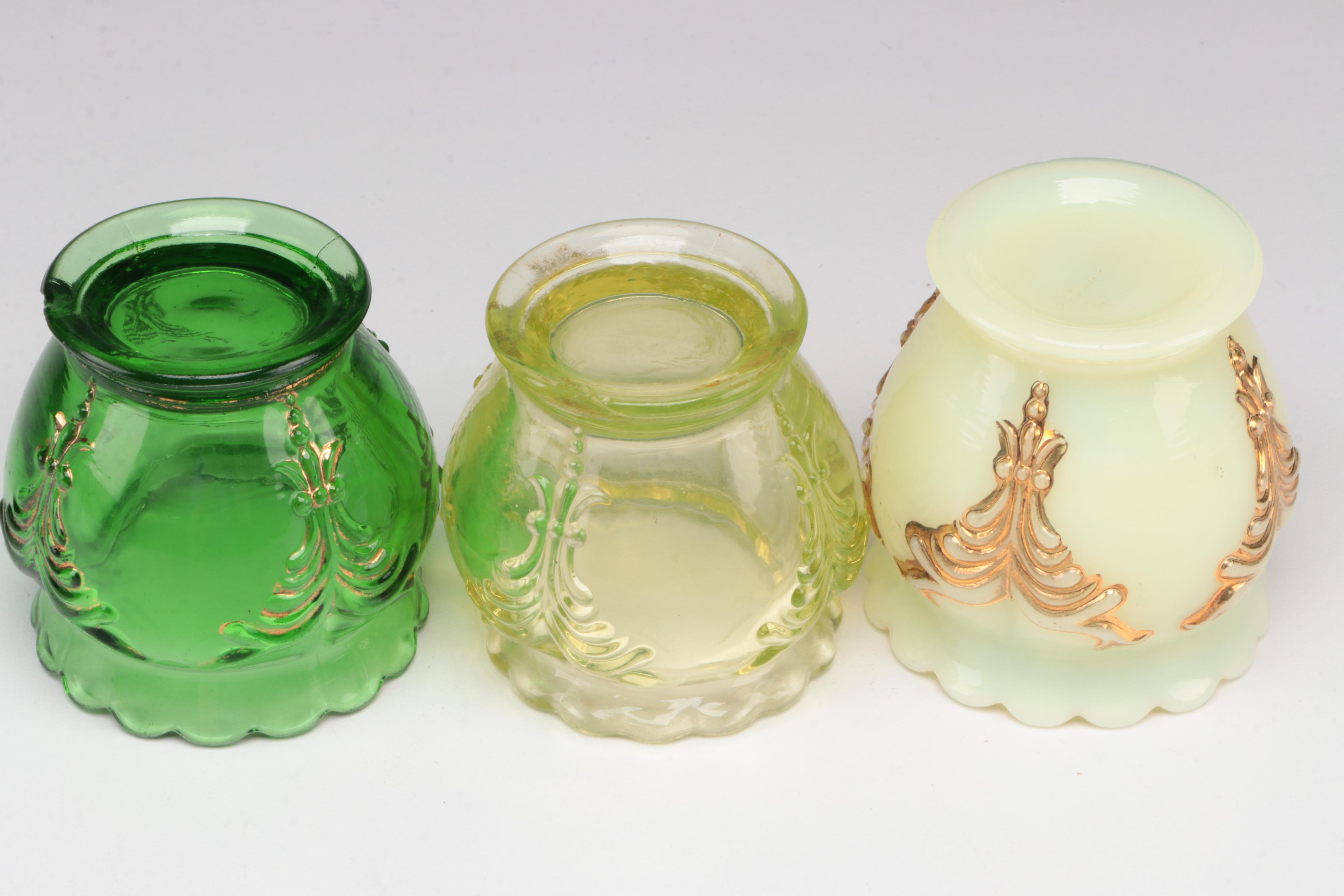 Heisey Custard Glass and Other "Scrolled Wing" Toothpick Holders