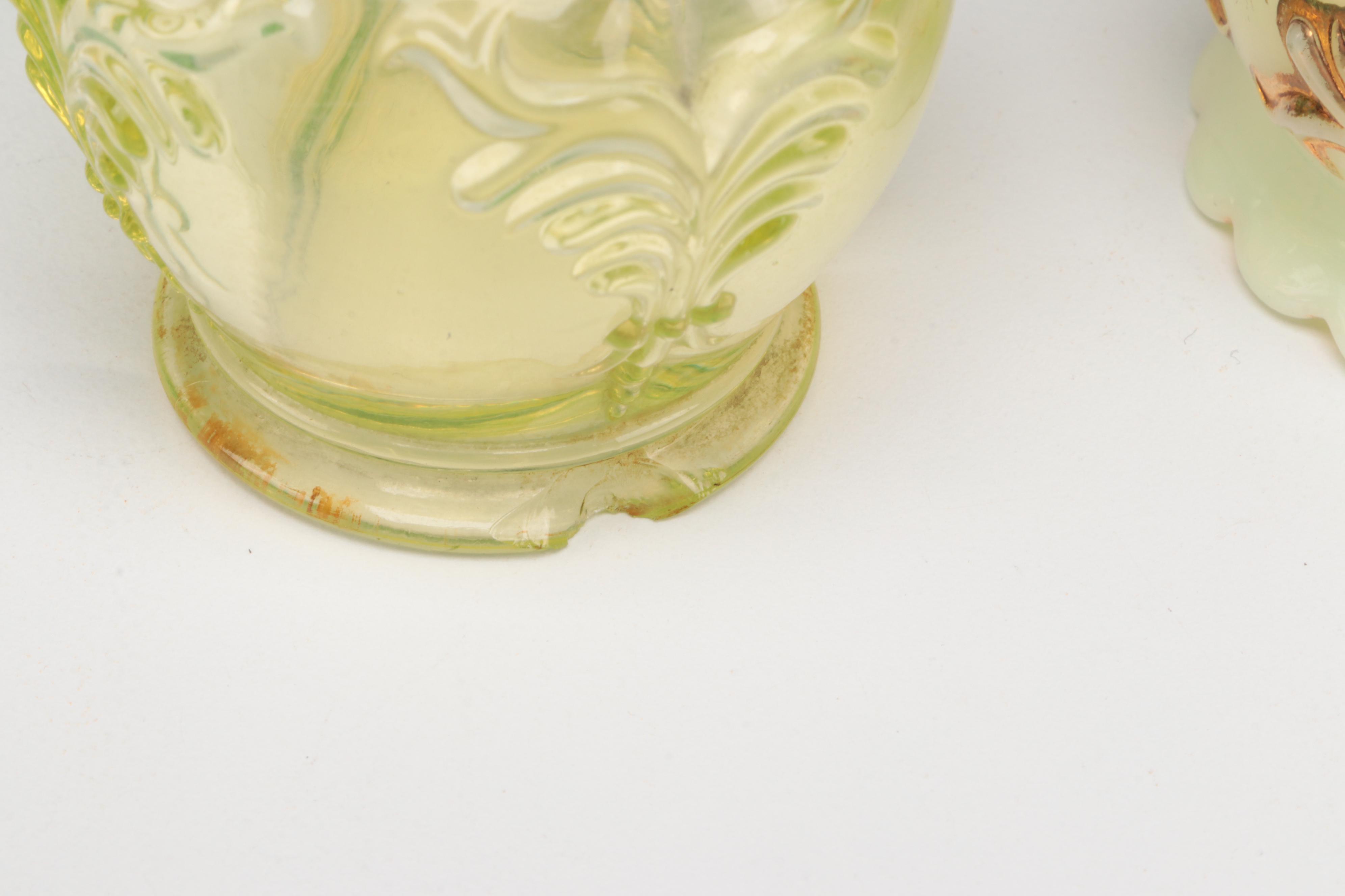 Heisey Custard Glass and Other "Scrolled Wing" Toothpick Holders