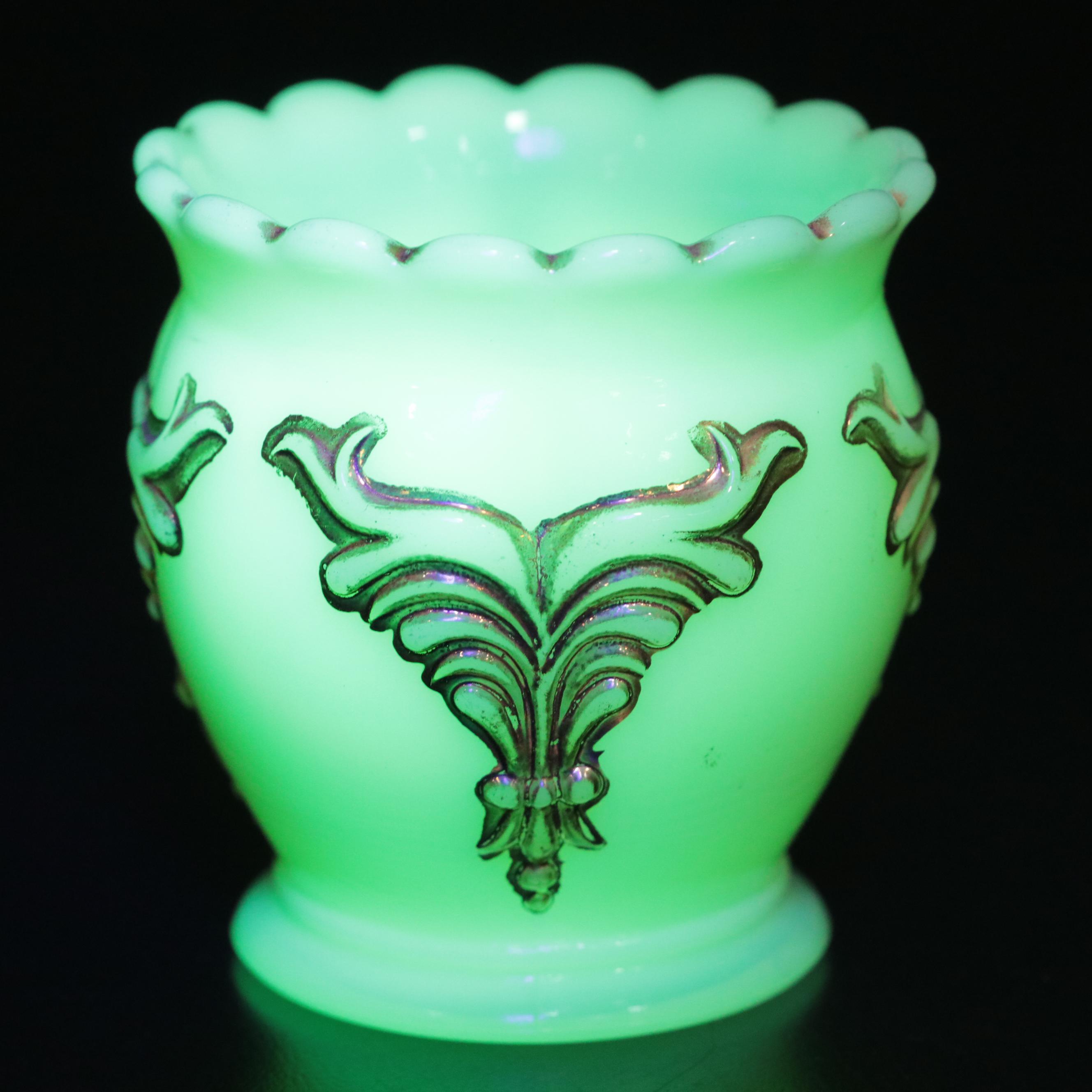 Heisey Custard Glass and Other "Scrolled Wing" Toothpick Holders