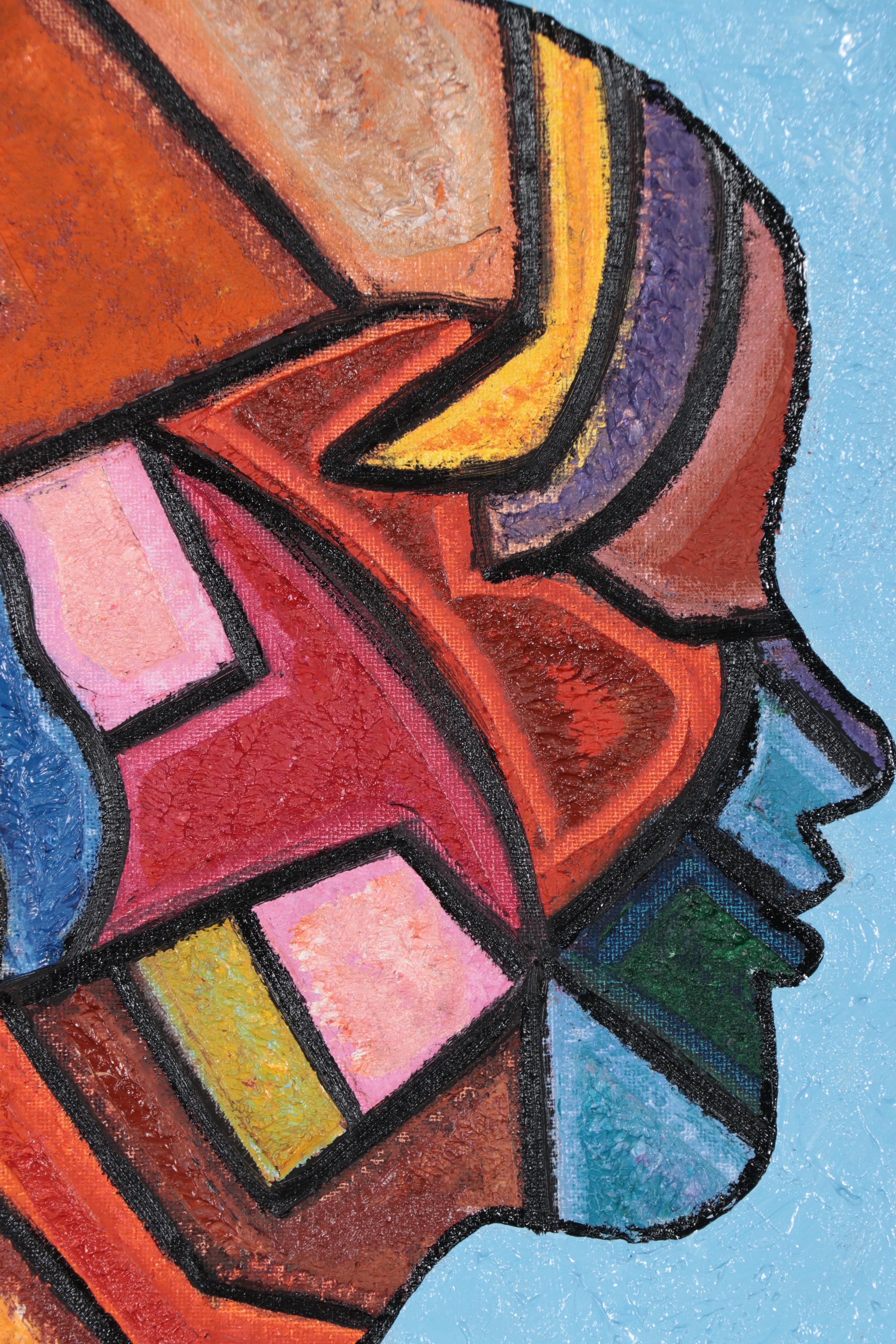 Lanre Buraimoh Abstract Figurative Acrylic Painting "Fearless," 2010