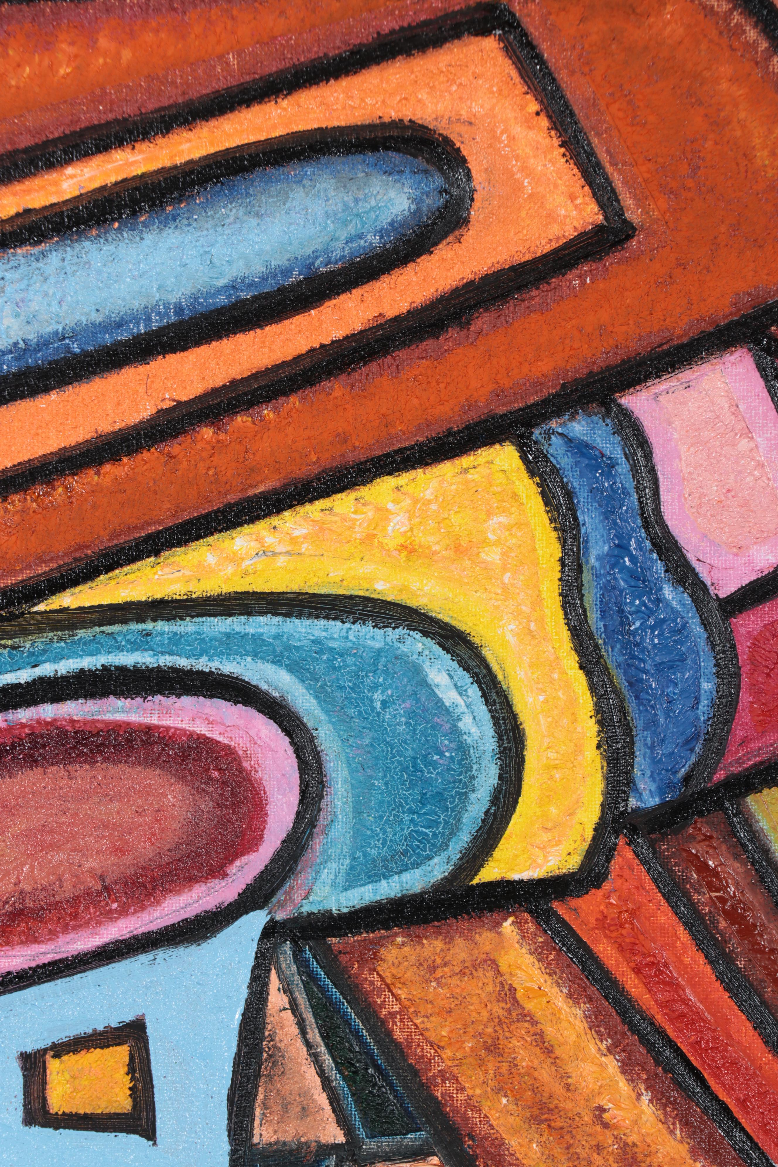 Lanre Buraimoh Abstract Figurative Acrylic Painting "Fearless," 2010