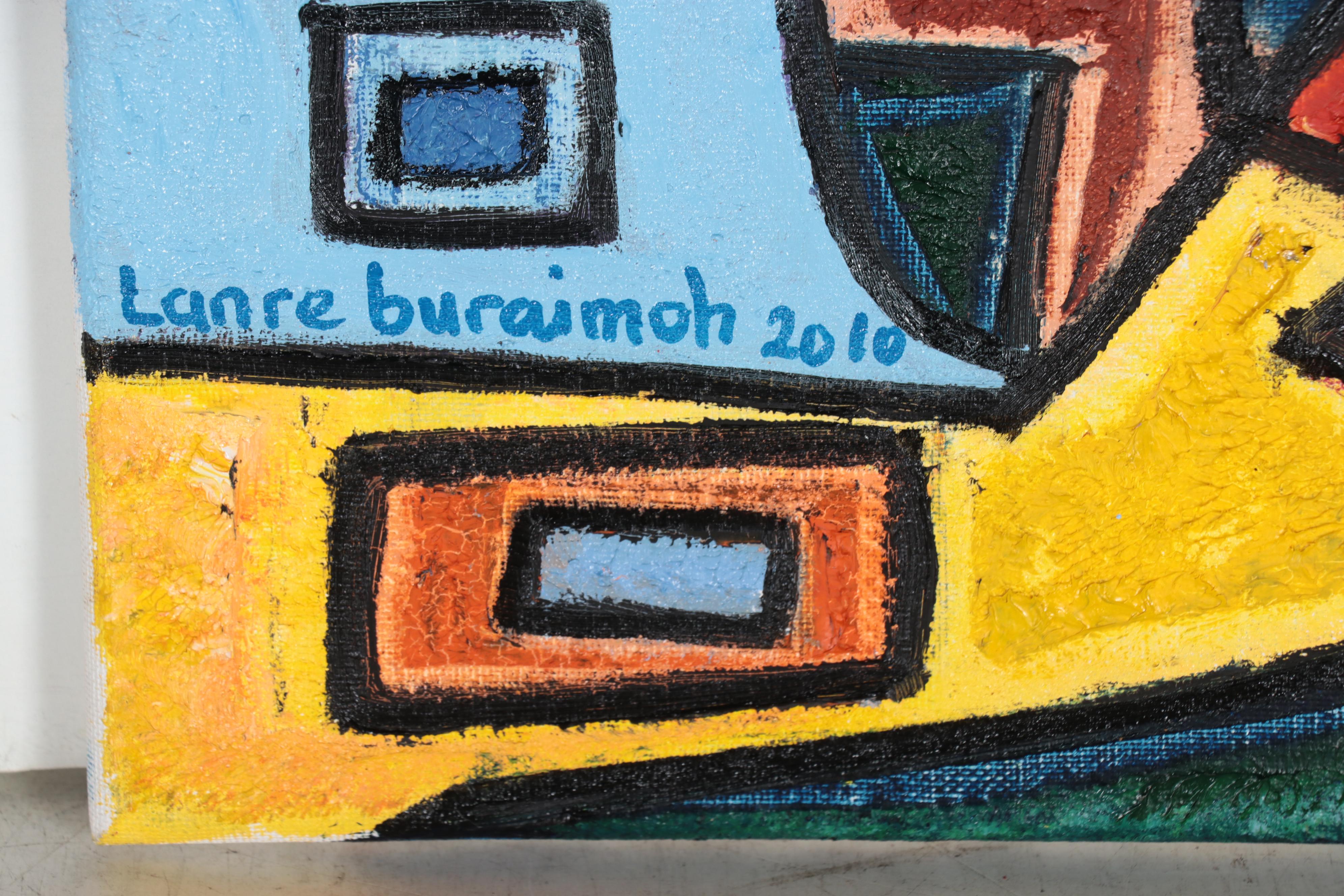 Lanre Buraimoh Abstract Figurative Acrylic Painting "Fearless," 2010