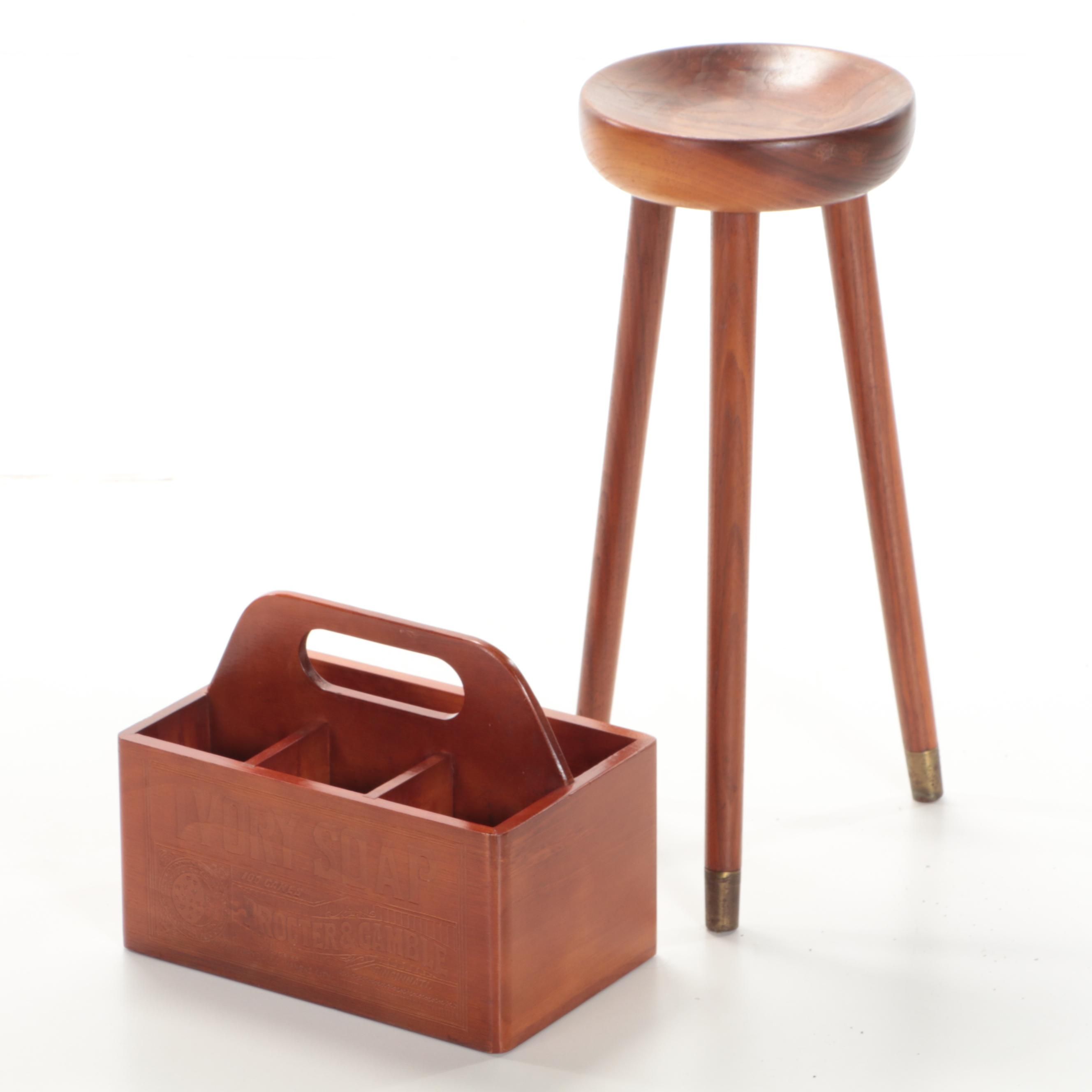 Ivory Soap Wooden Caddy with Tripod Stool