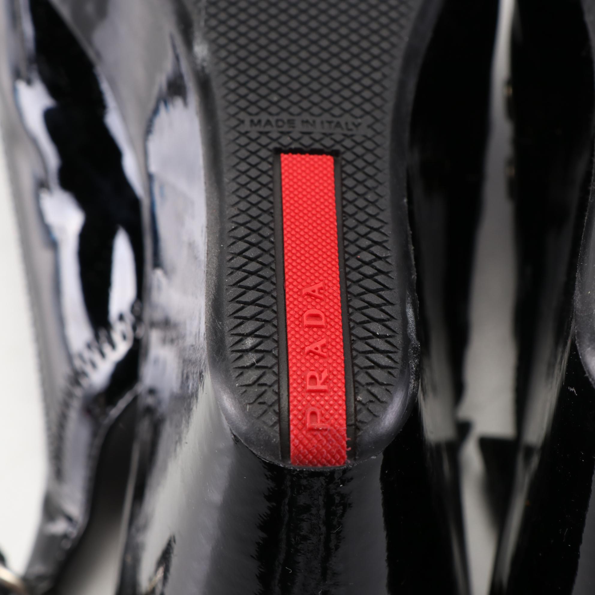 Prada Linea Rossa Wedges in Patent Leather and Nylon