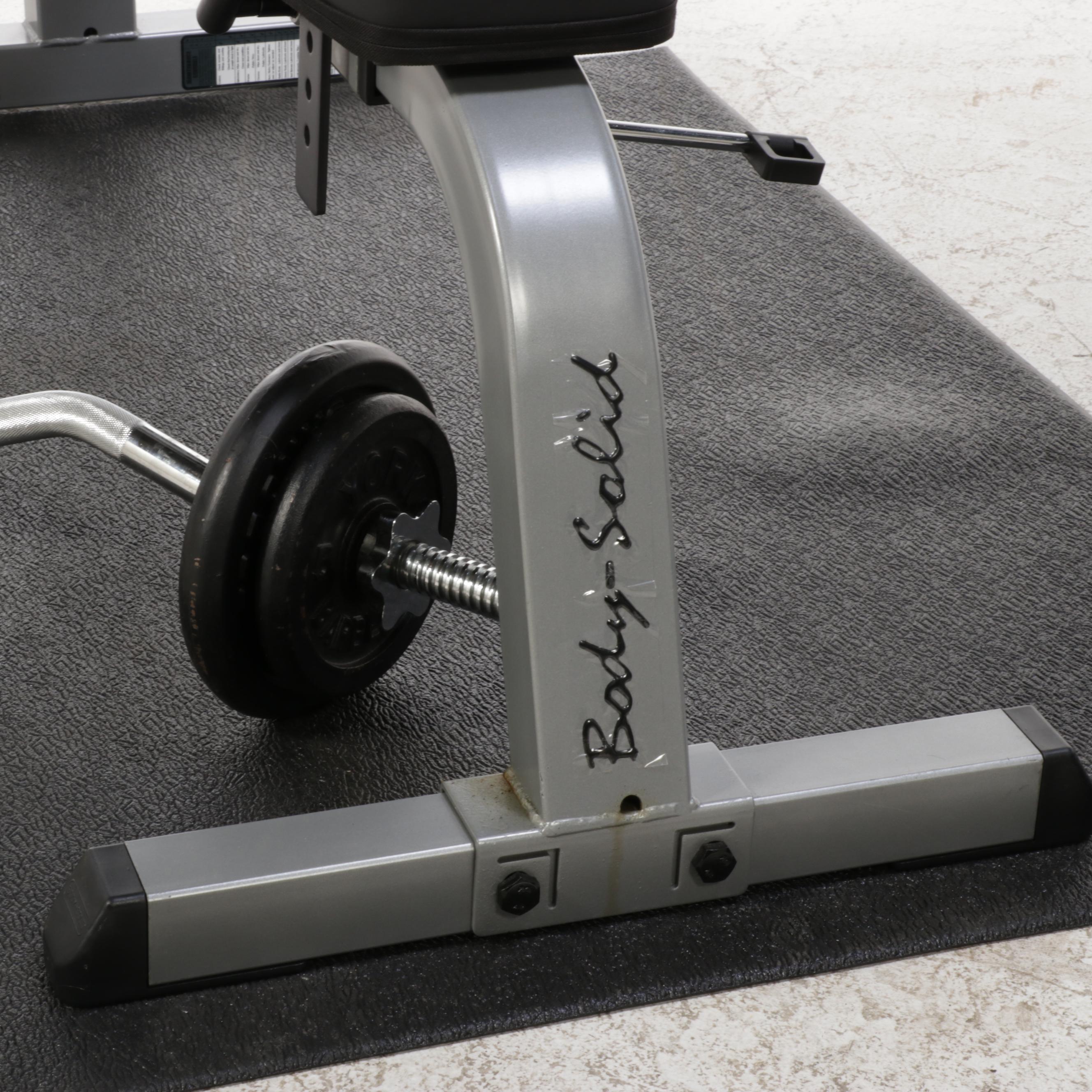 Body Solid Weights and Bench with York Weights, Barbell and Mat