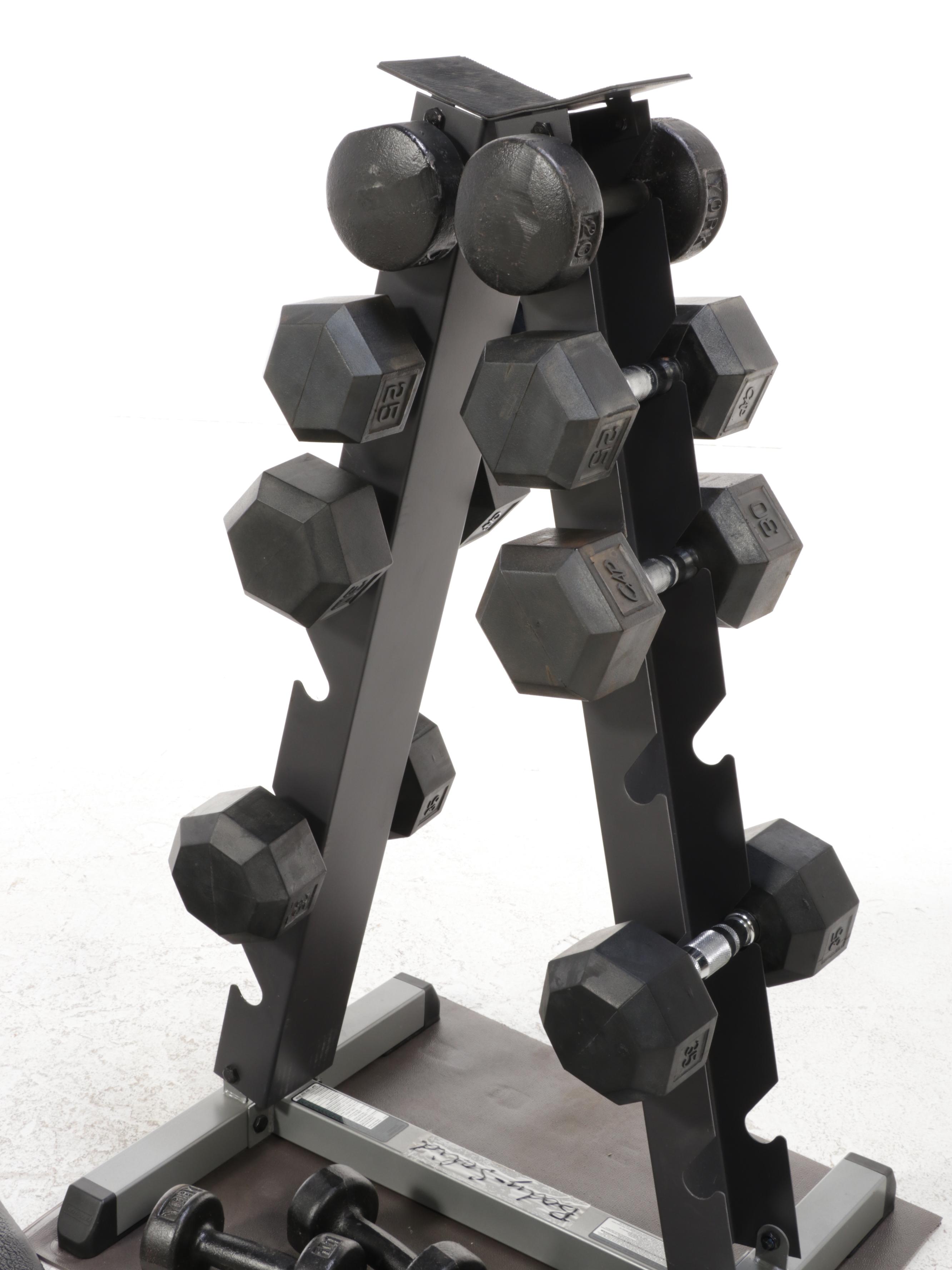 Body Solid Weights and Bench with York Weights, Barbell and Mat