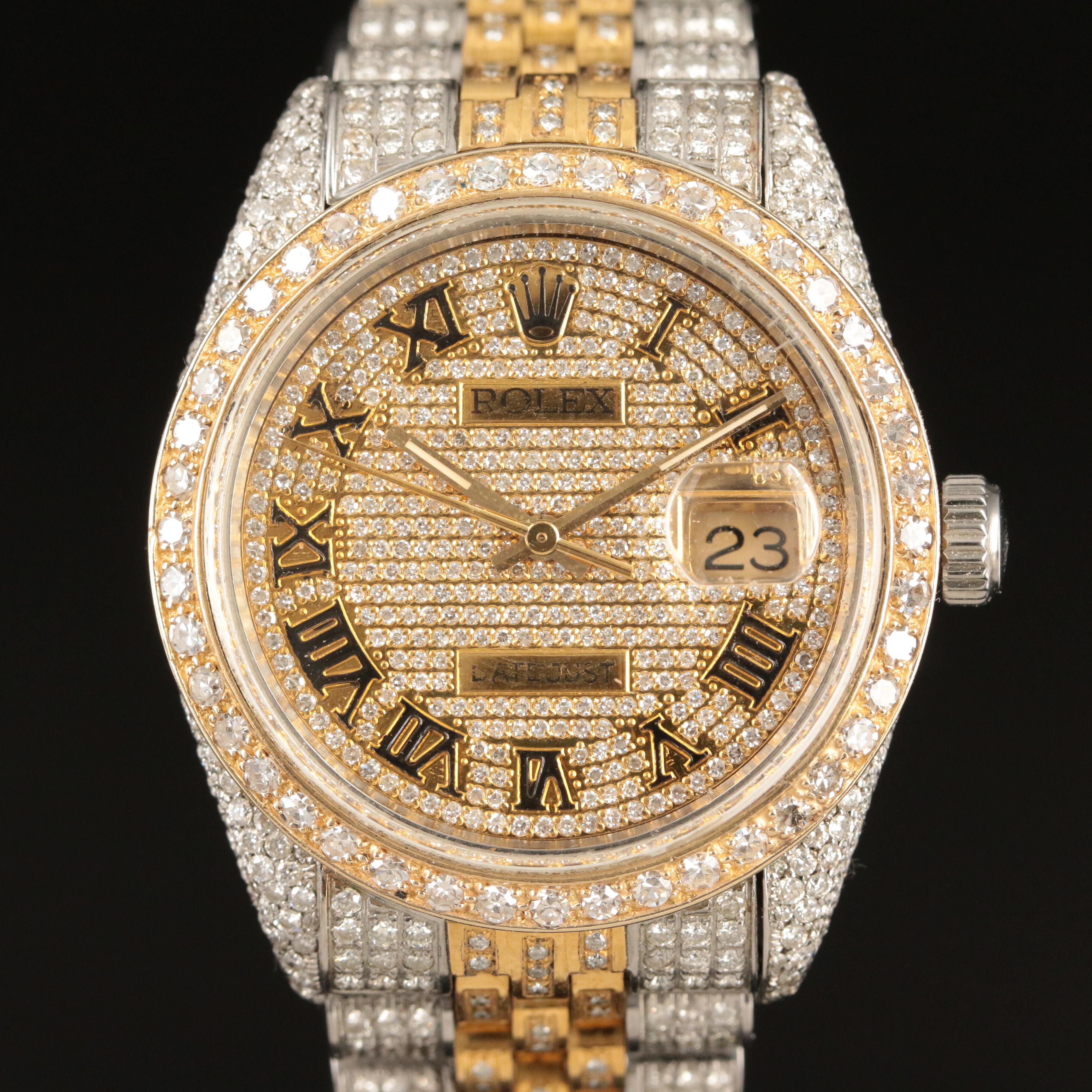 1982 Rolex Custom 9.31 CTW Diamond Datejust Automatic Watch