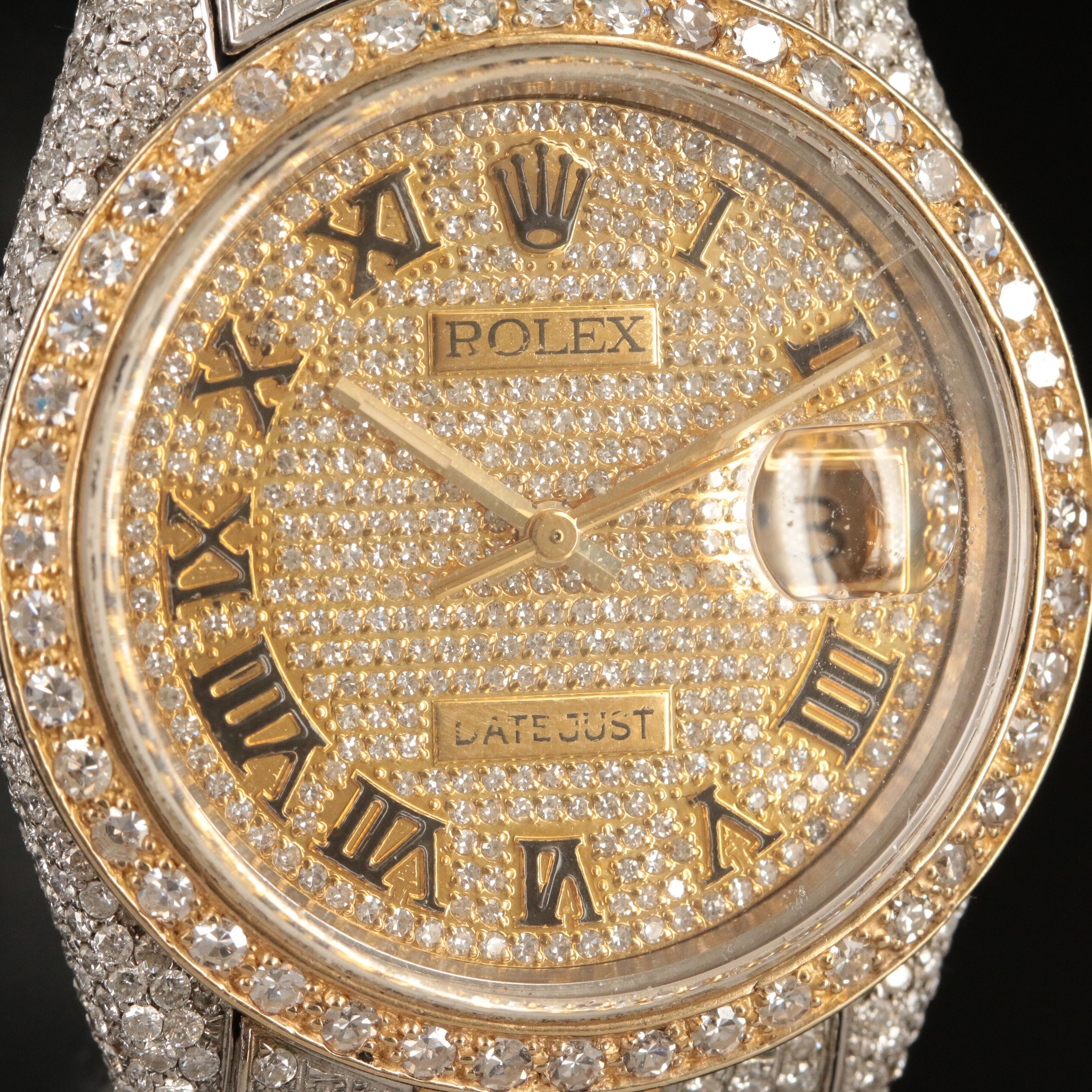 1982 Rolex Custom 9.31 CTW Diamond Datejust Automatic Watch