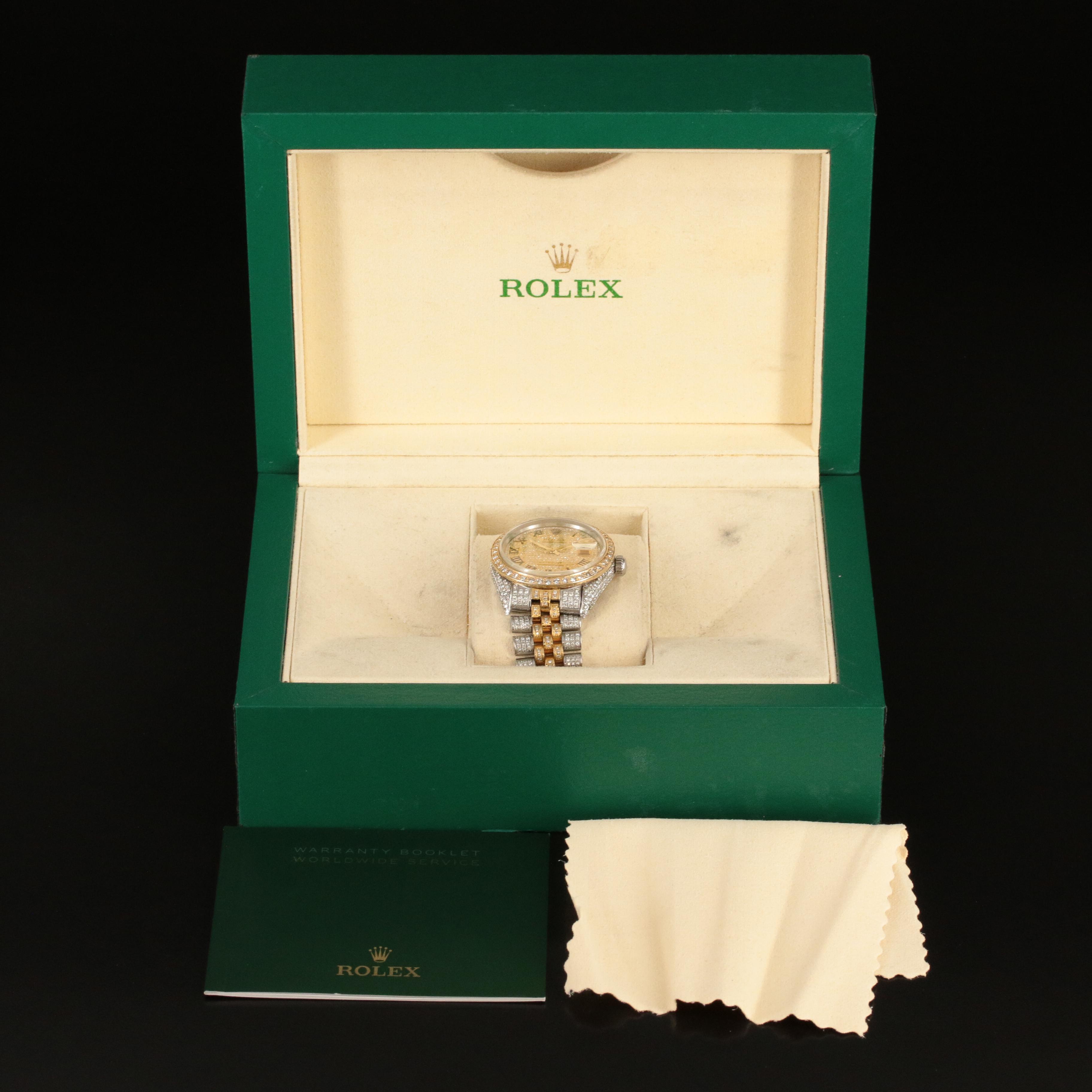 1982 Rolex Custom 9.31 CTW Diamond Datejust Automatic Watch