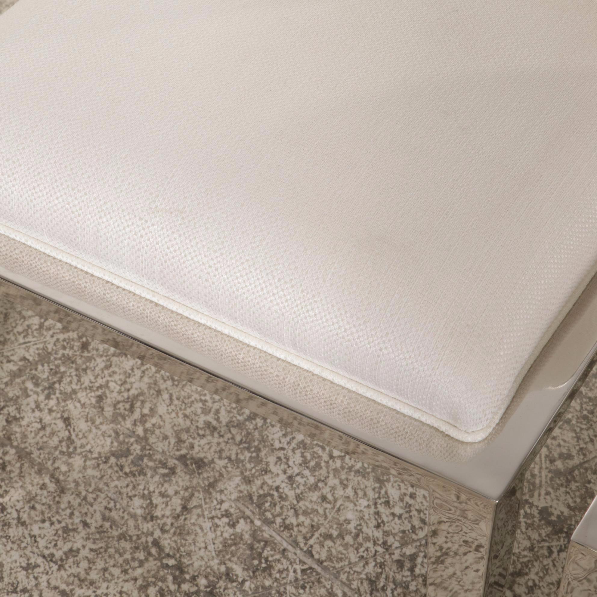 Bernhardt "Percival" Chromed Metal and Linen Blend Dining Chairs