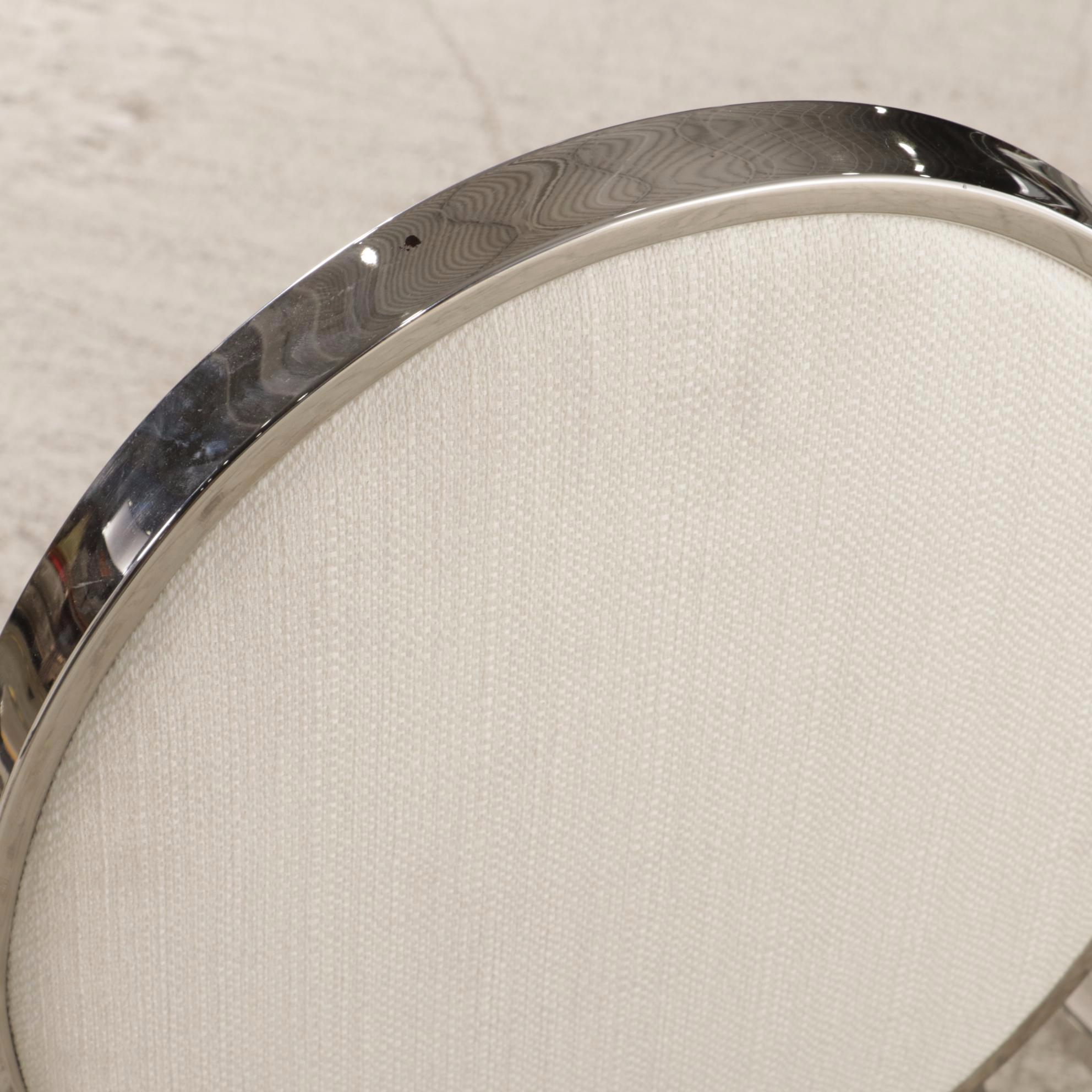 Bernhardt "Percival" Chromed Metal and Linen Blend Dining Chairs