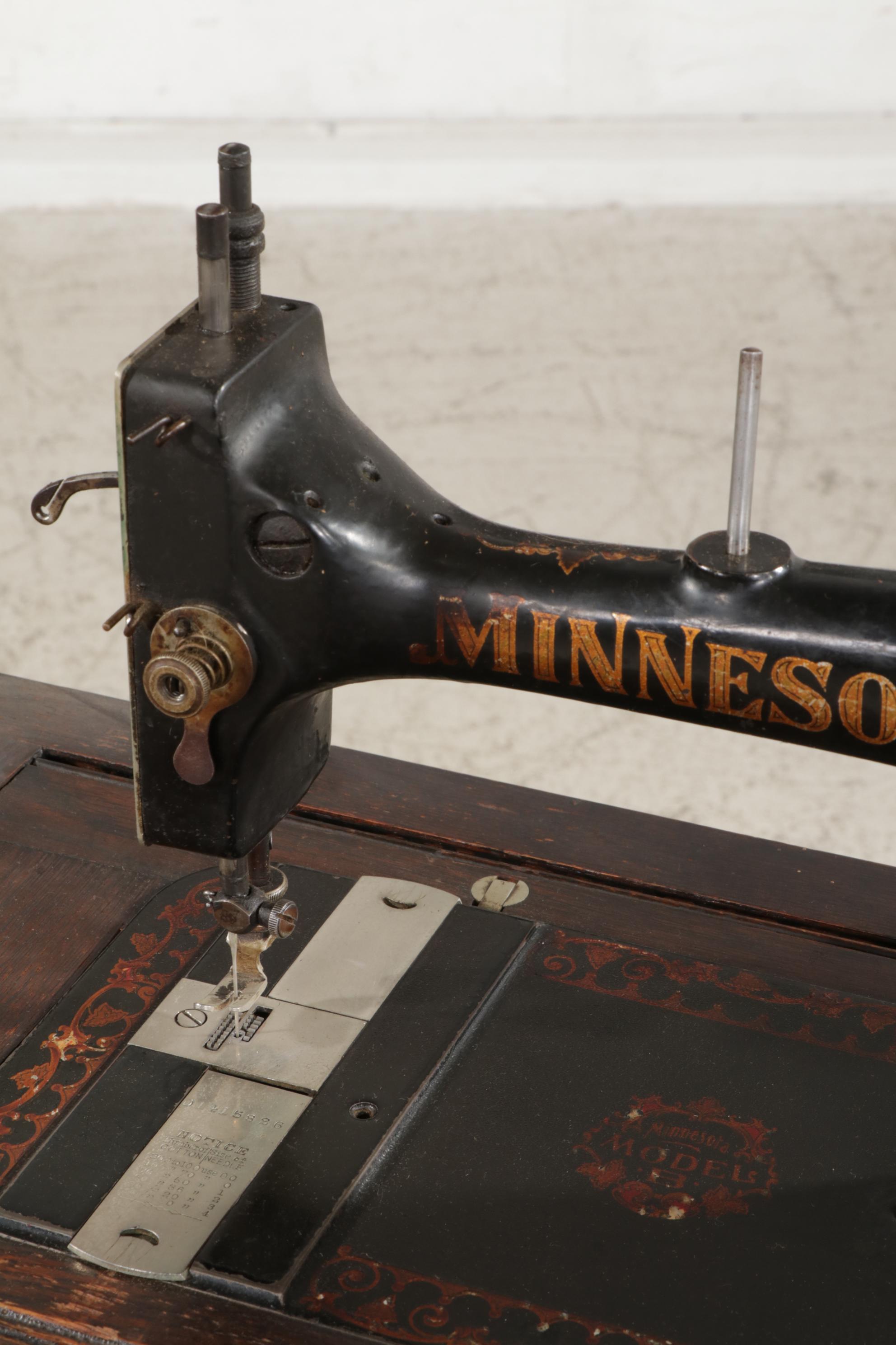 Sears "Minnesota B" Sewing Machine With 5-Drawer Drop Leaf Cabinet, 1904