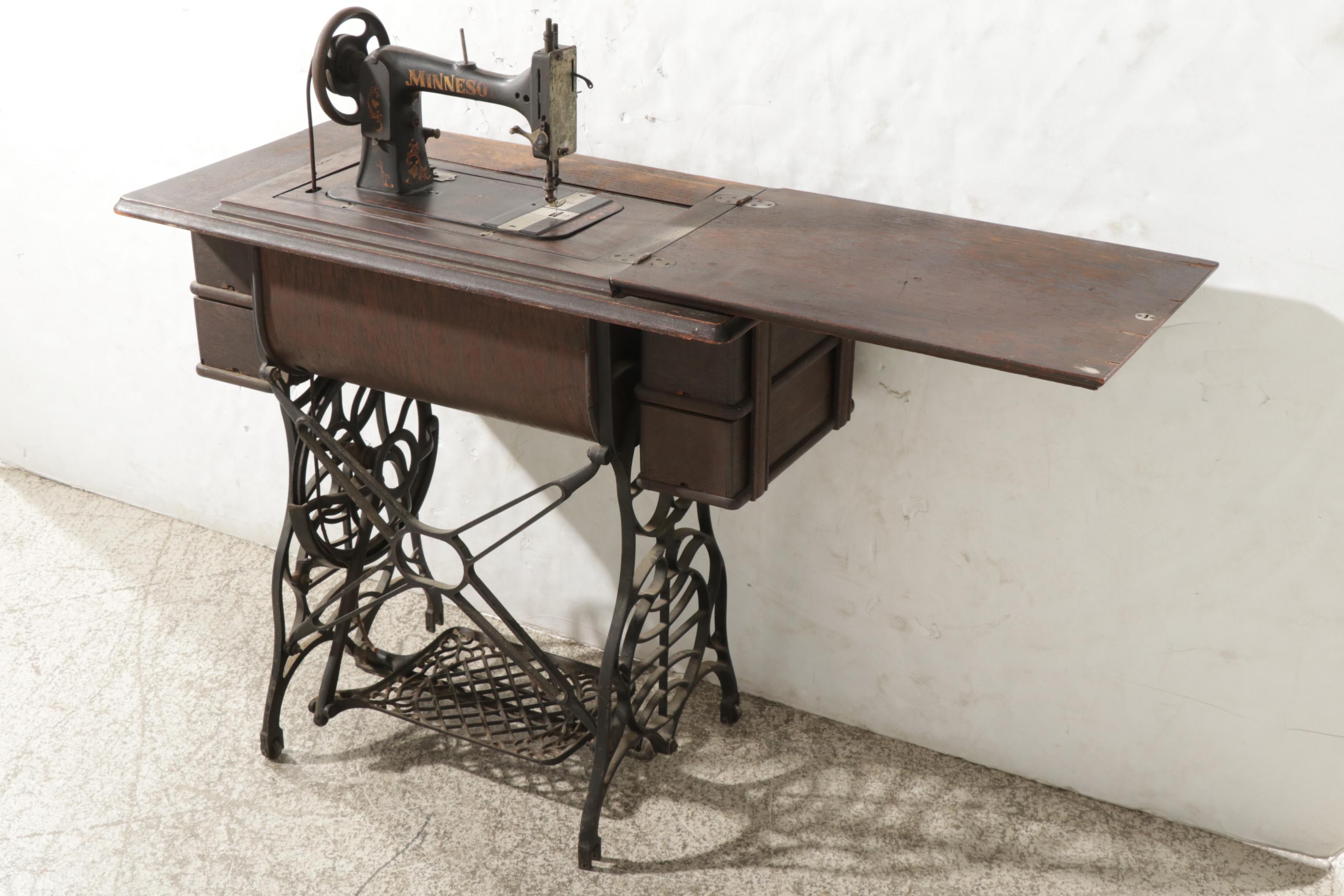 Sears "Minnesota B" Sewing Machine With 5-Drawer Drop Leaf Cabinet, 1904