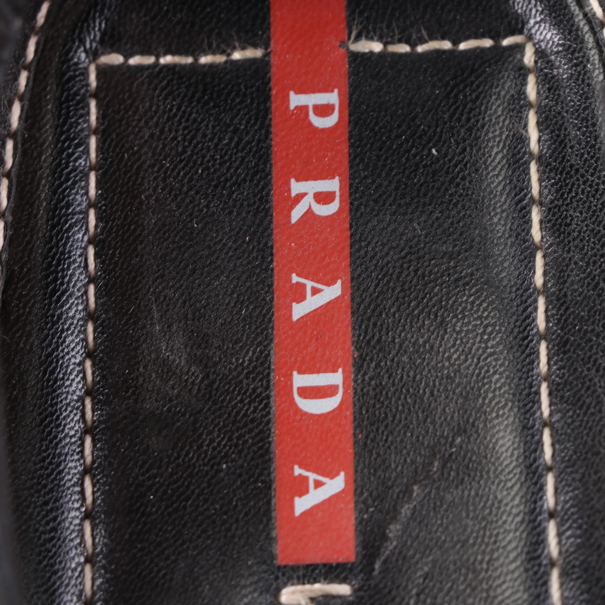 Prada Linea Rossa Leather Wedge Sandals