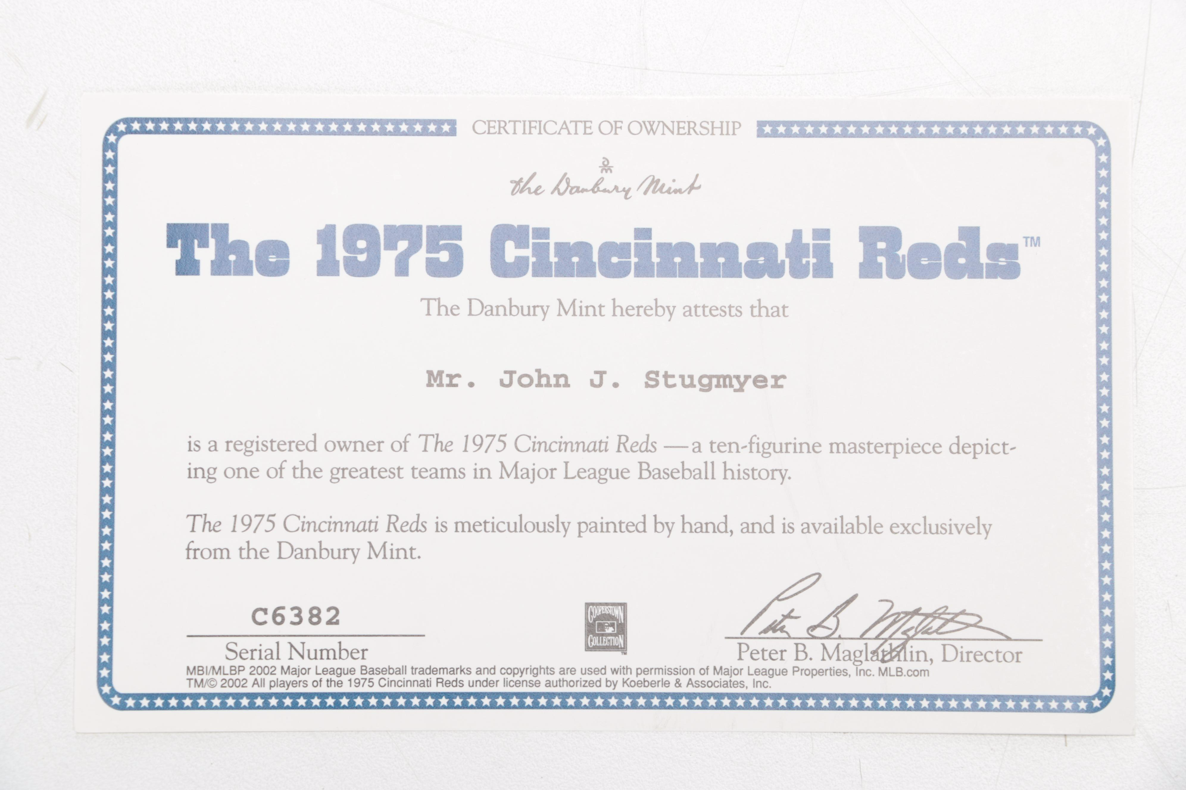 The Danbury Mint 1975 Cincinnati Reds Hand Painted Figurine Display