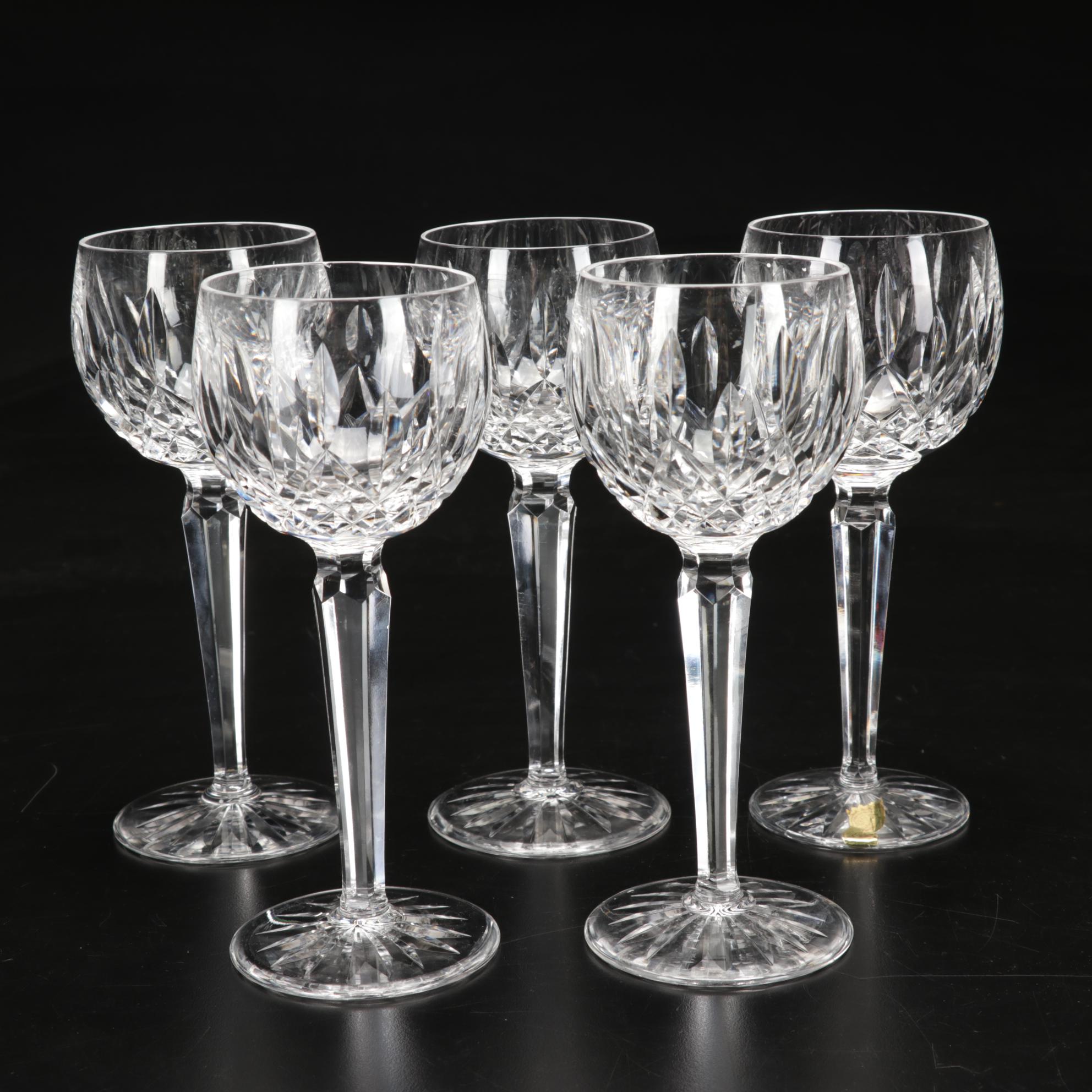 Waterford Crystal "Lismore" Hock Wine Glasses, Mid to Late 20th Century