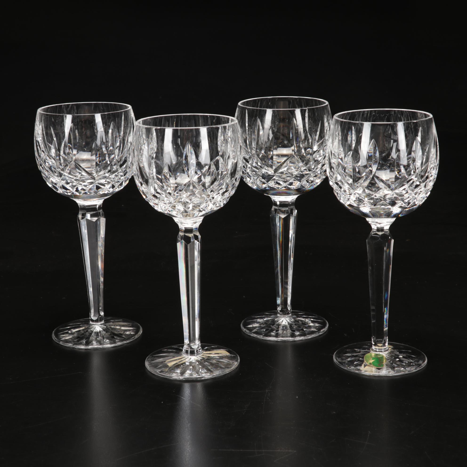Waterford Crystal "Lismore" Hock Wine Glasses, Mid to Late 20th Century