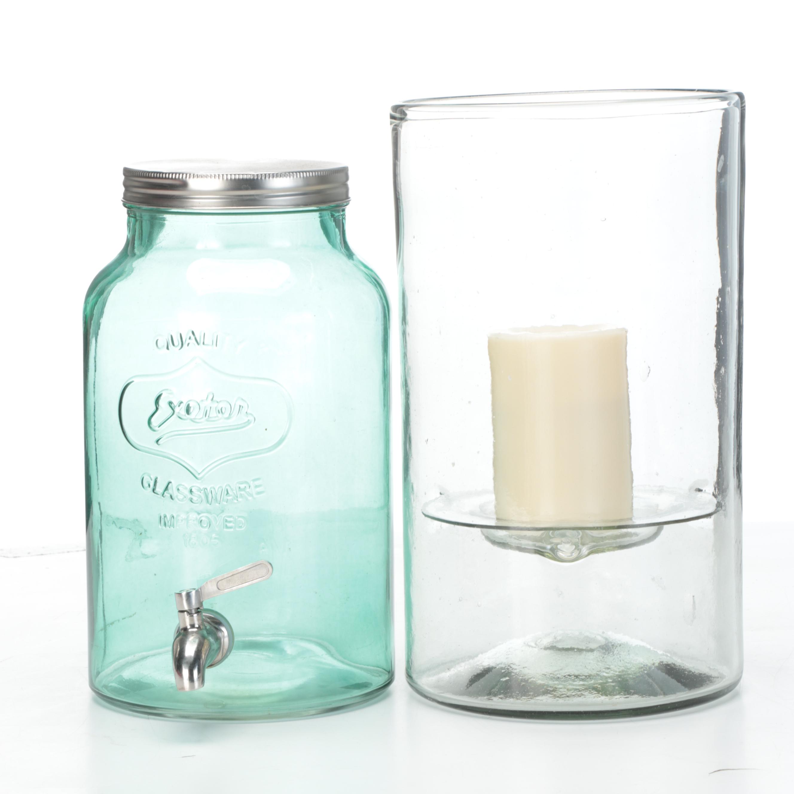 Tozai Metal Tray with Other Tableware and Hurricane Candle Stand