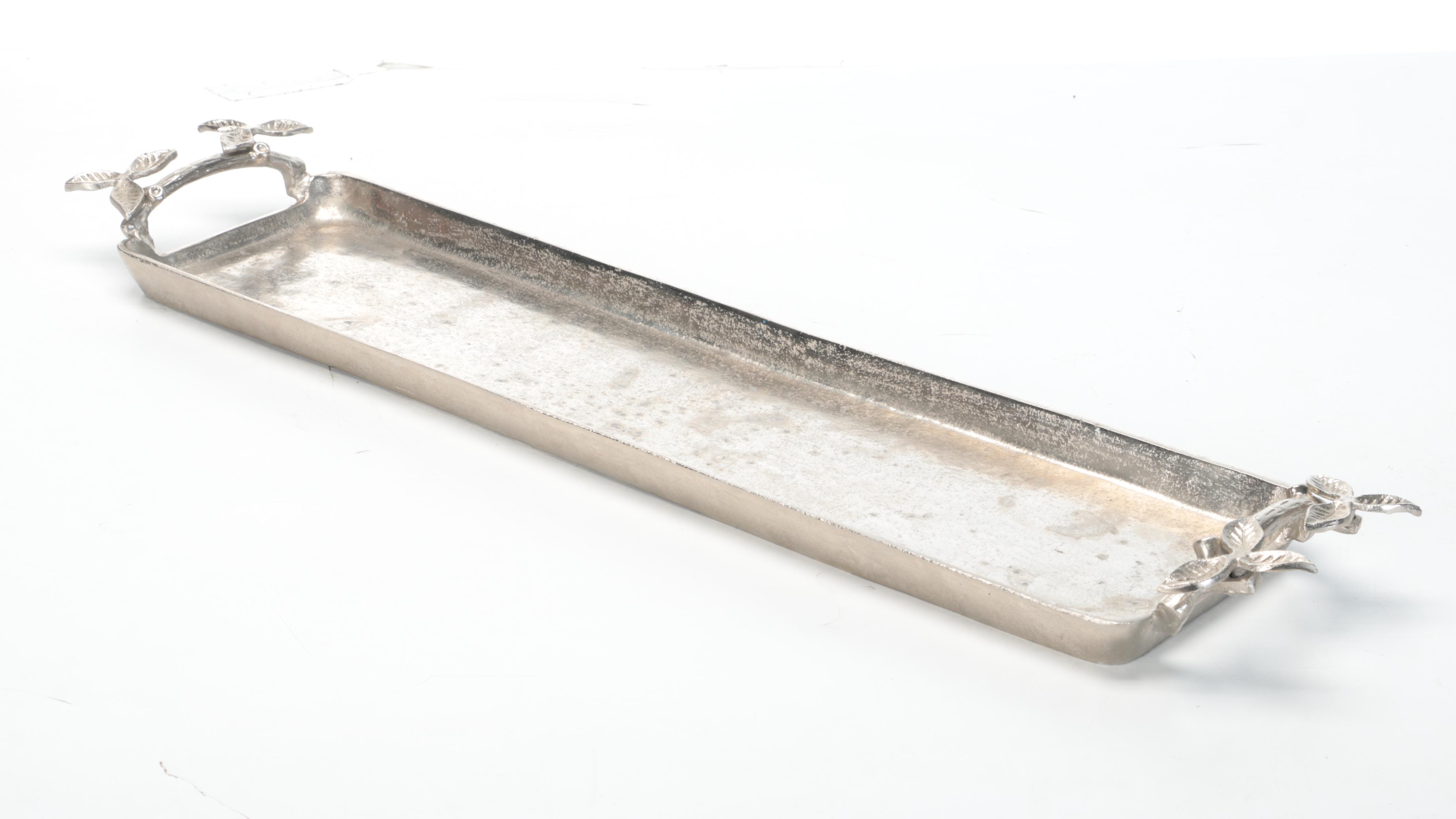 Tozai Metal Tray with Other Tableware and Hurricane Candle Stand