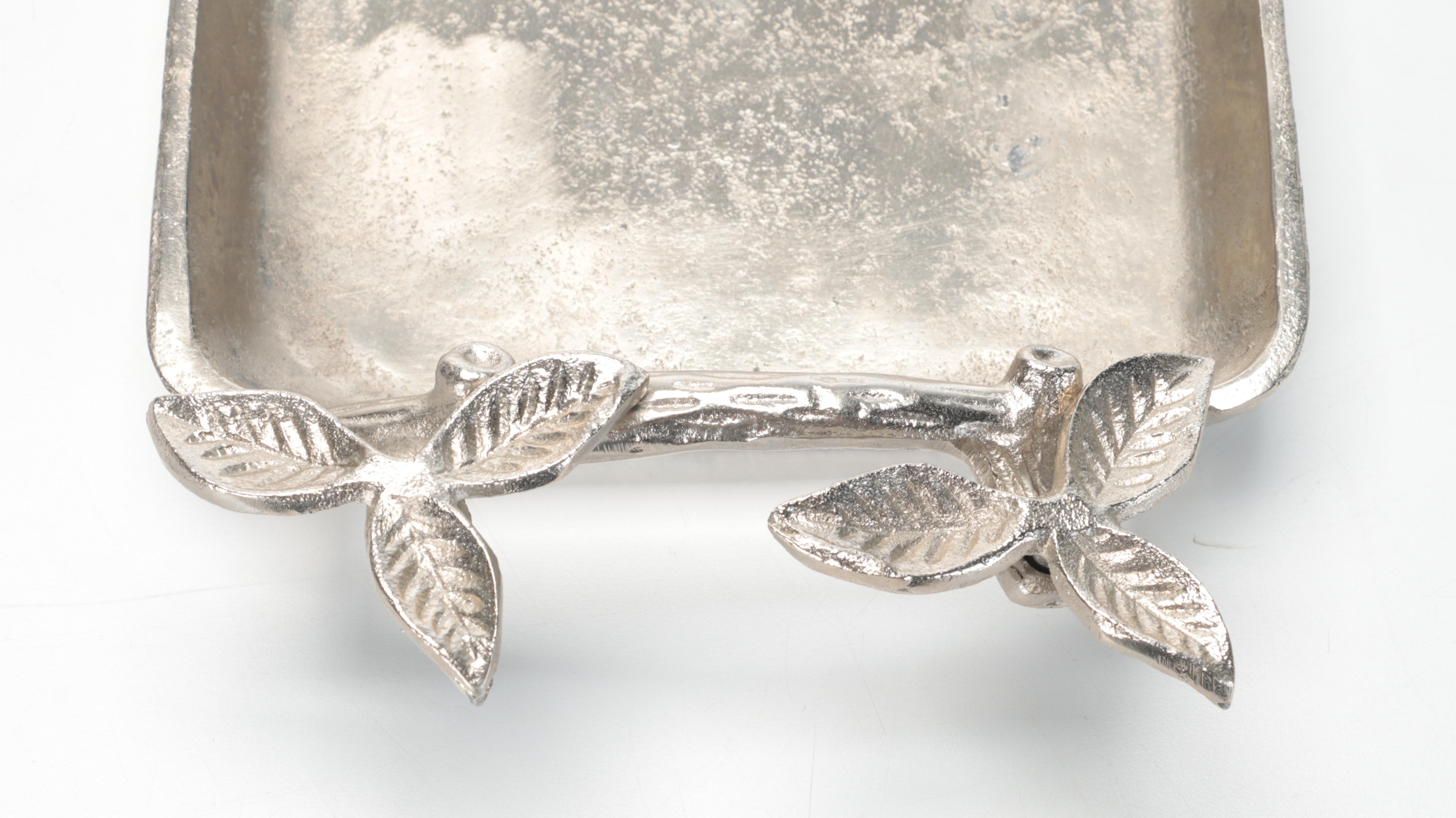 Tozai Metal Tray with Other Tableware and Hurricane Candle Stand