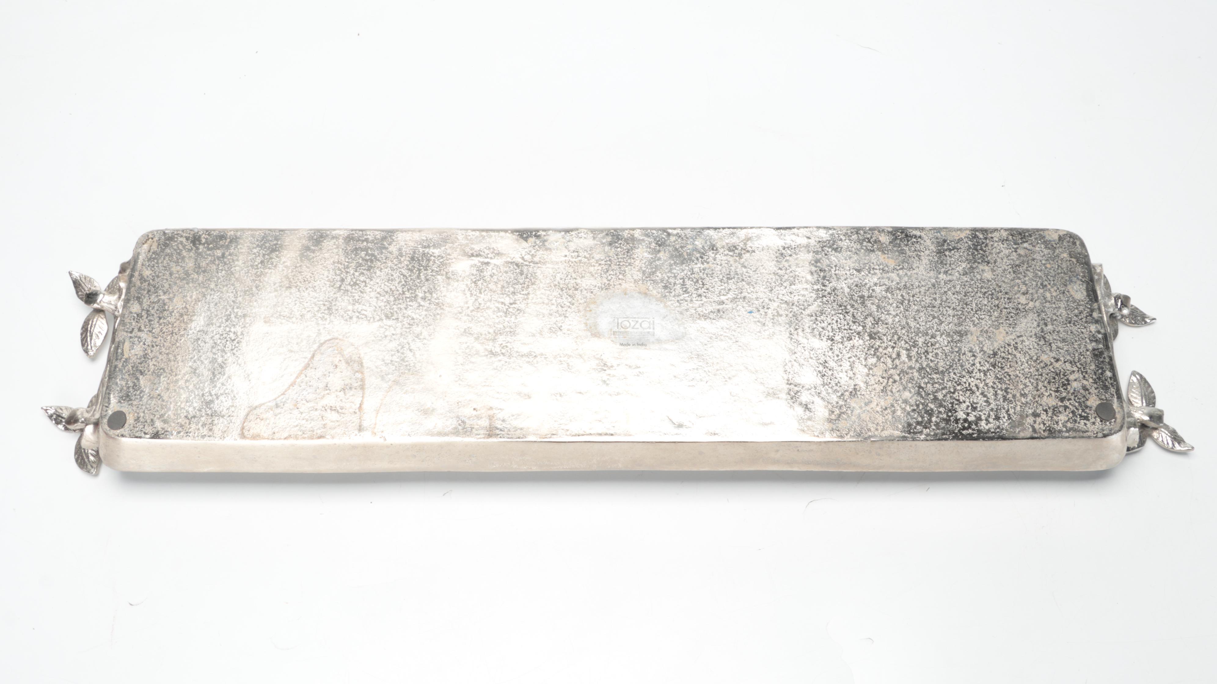 Tozai Metal Tray with Other Tableware and Hurricane Candle Stand