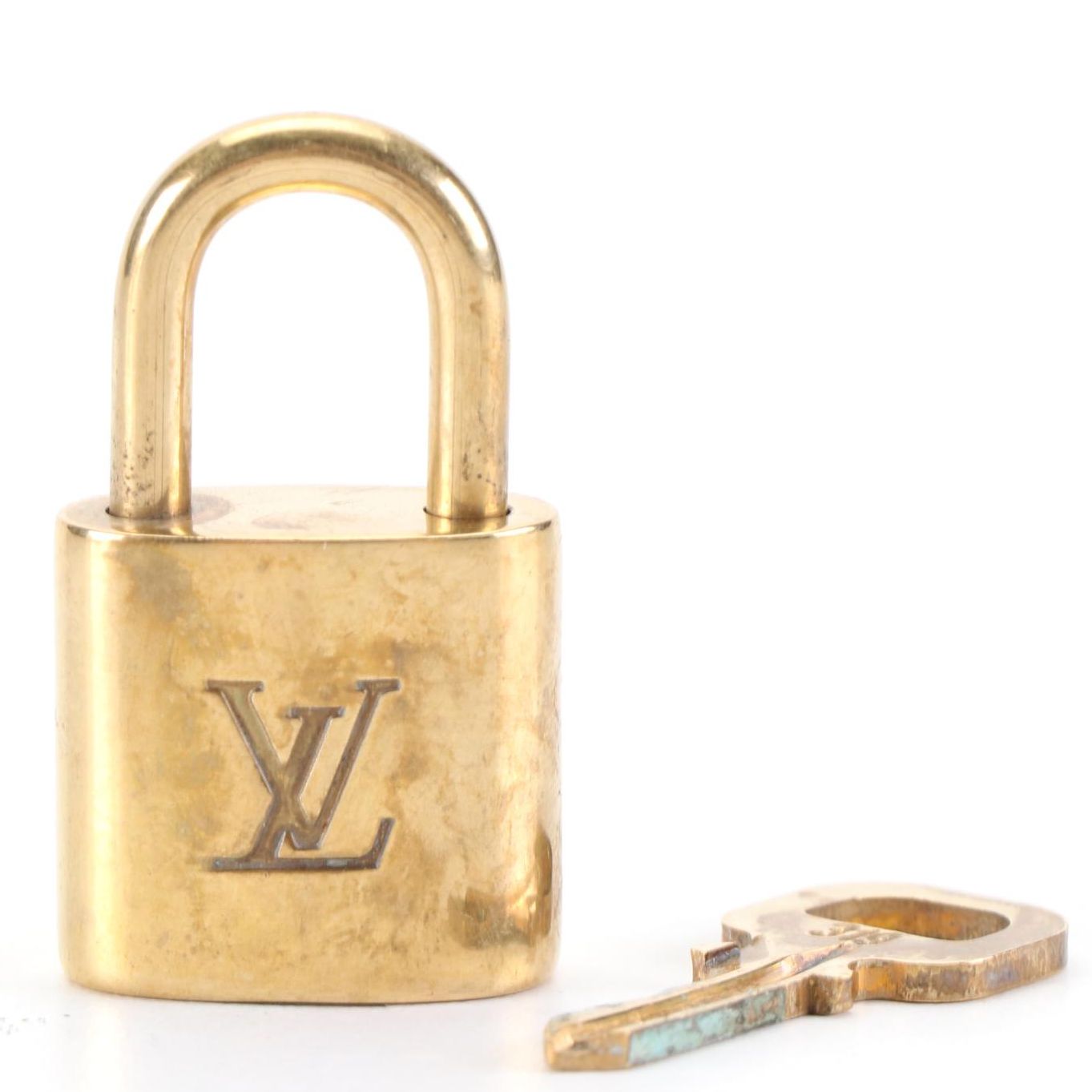 Louis Vuitton Brass Padlock and Key Set