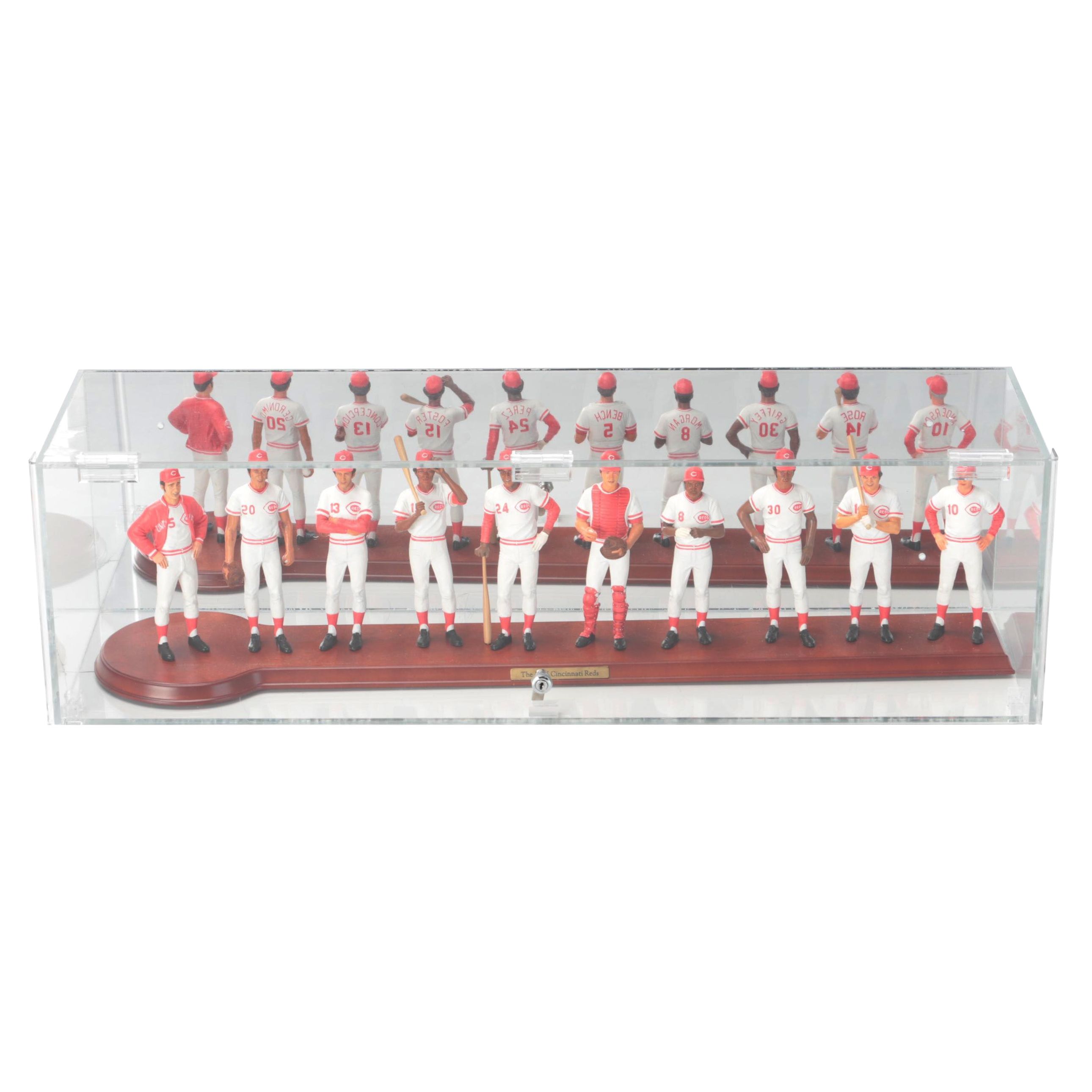 The Danbury Mint 1975 Cincinnati Reds Hand Painted Figurine Display