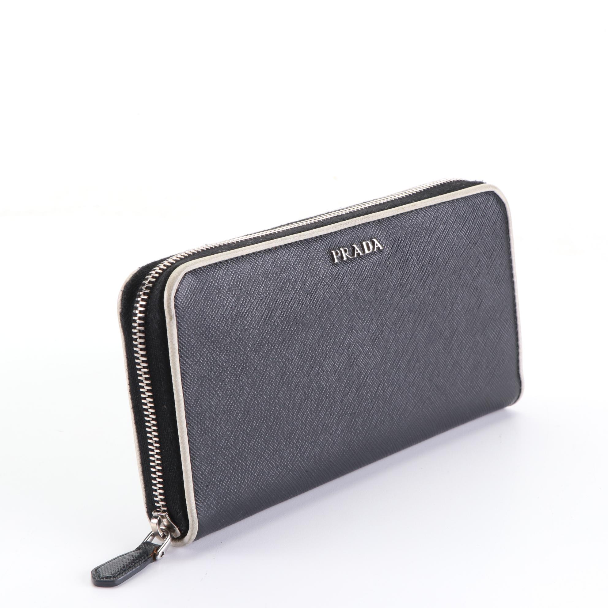 Prada Zip-Around Wallet in Saffiano Leather with Box