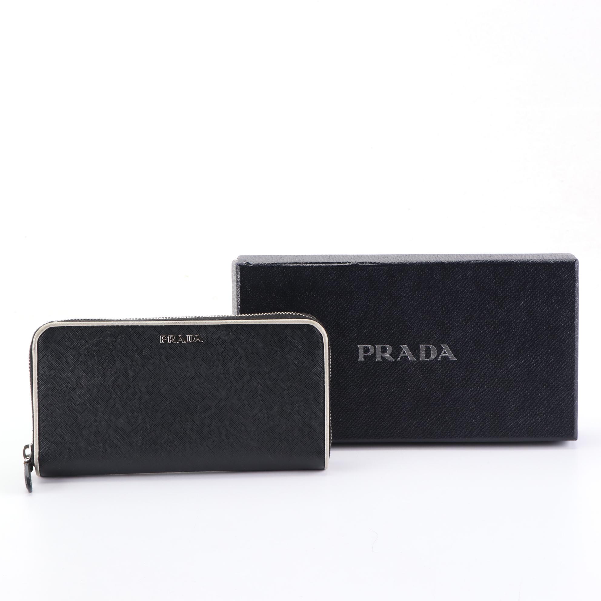 Prada Zip-Around Wallet in Saffiano Leather with Box