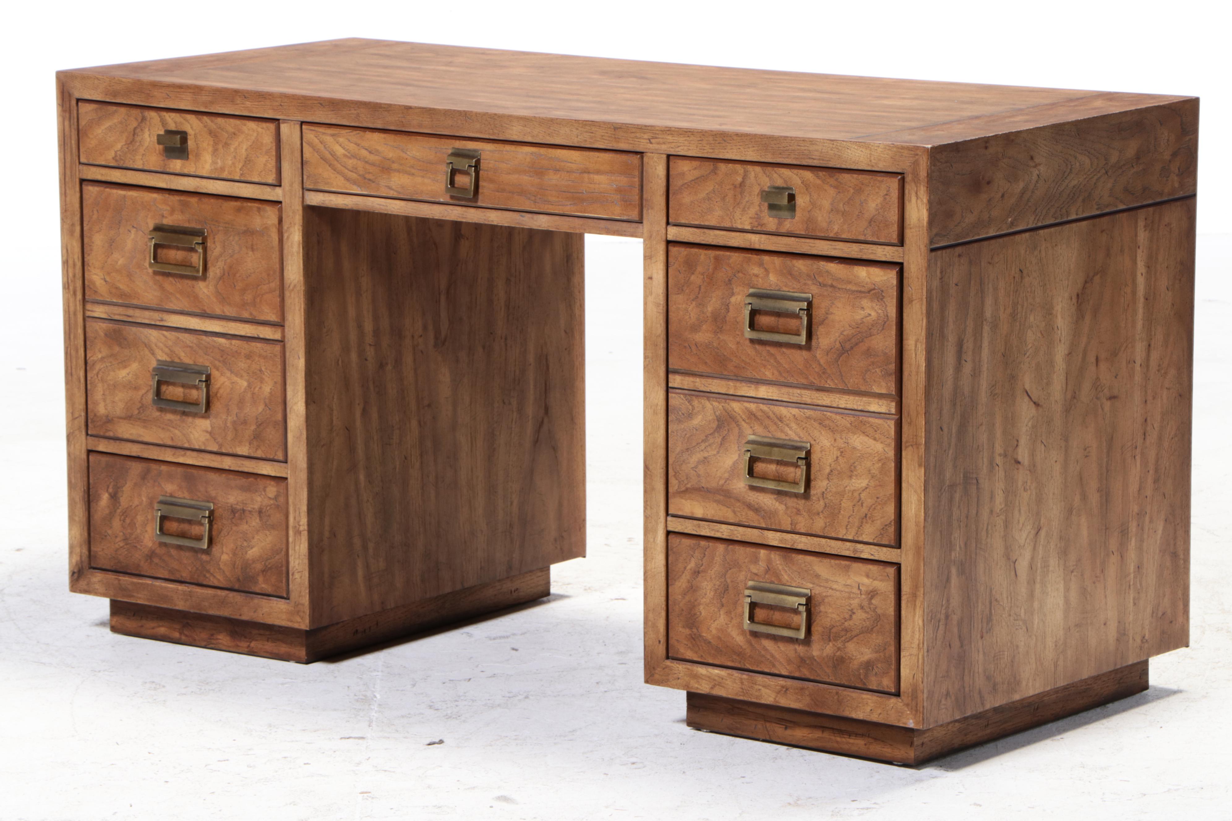 Drexel Pecan Desk with Side Chair