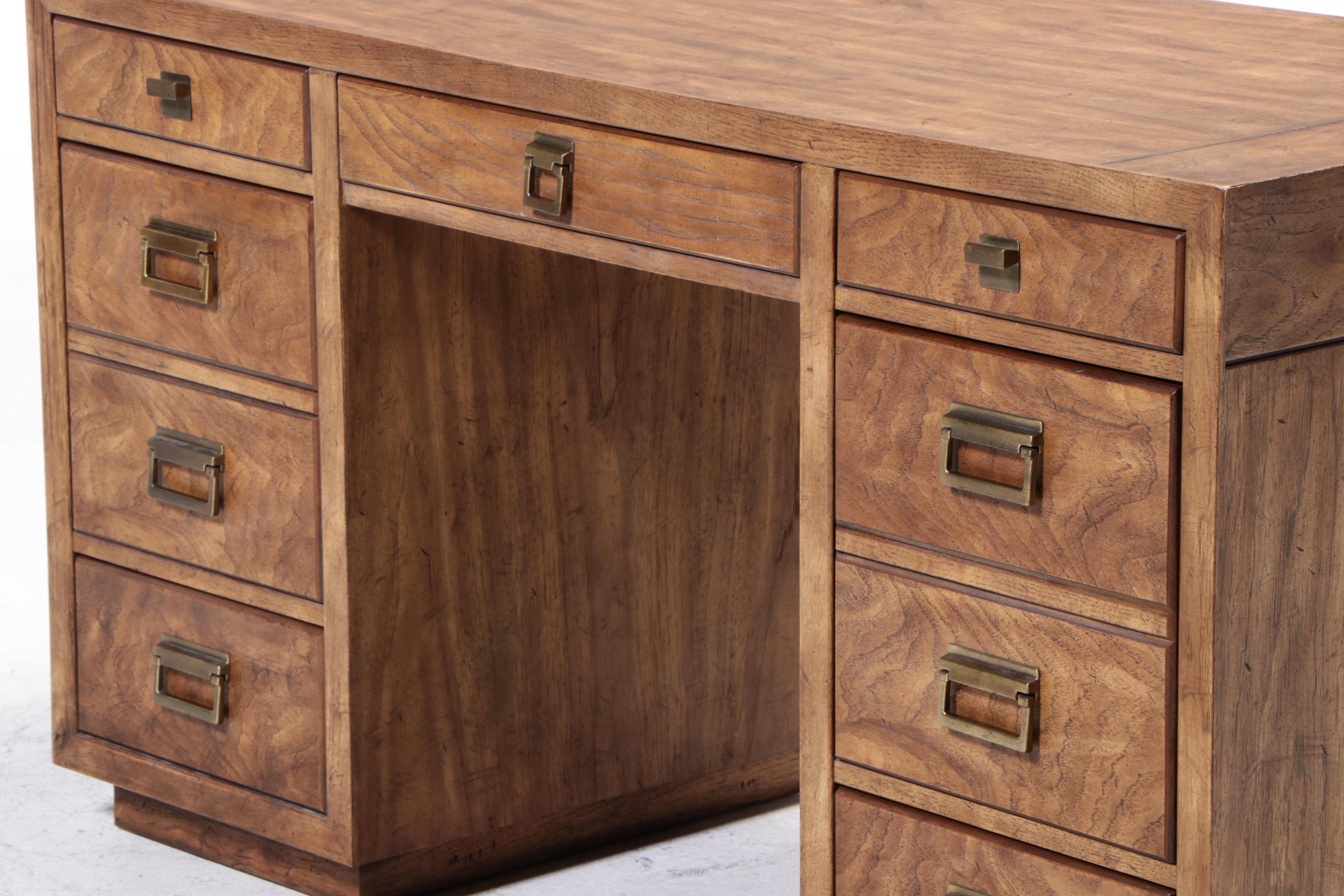 Drexel Pecan Desk with Side Chair