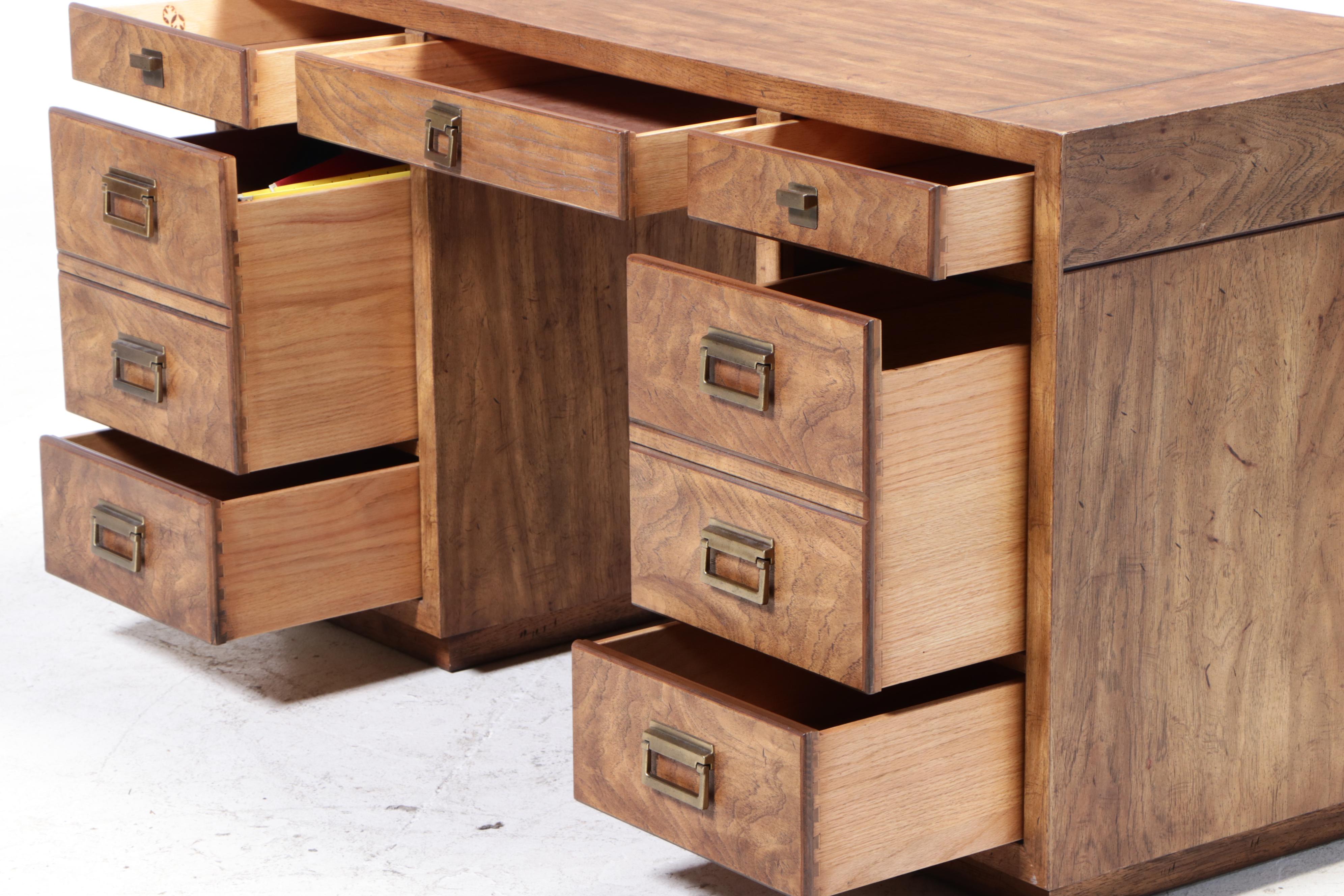 Drexel Pecan Desk with Side Chair