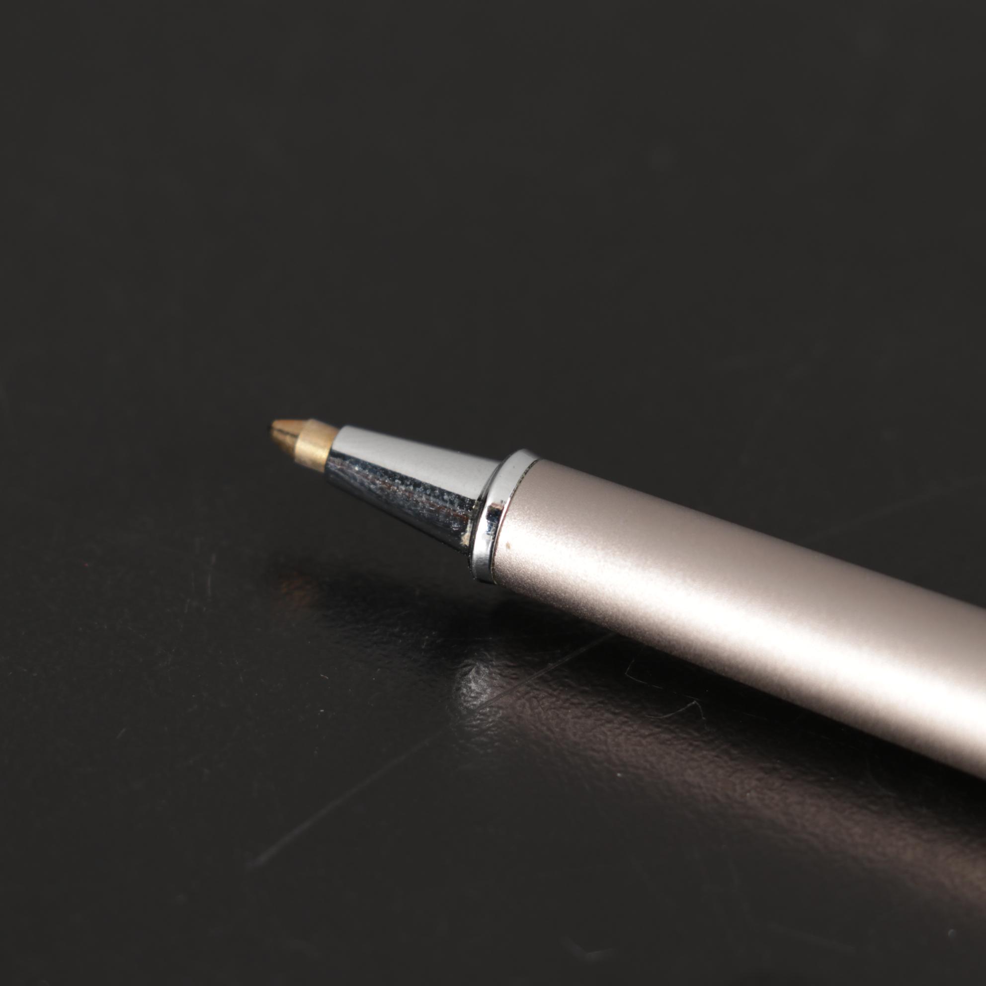 Montblanc Triple Star Brushed Metal Ballpoint Pen With Cap Clip, 1980s