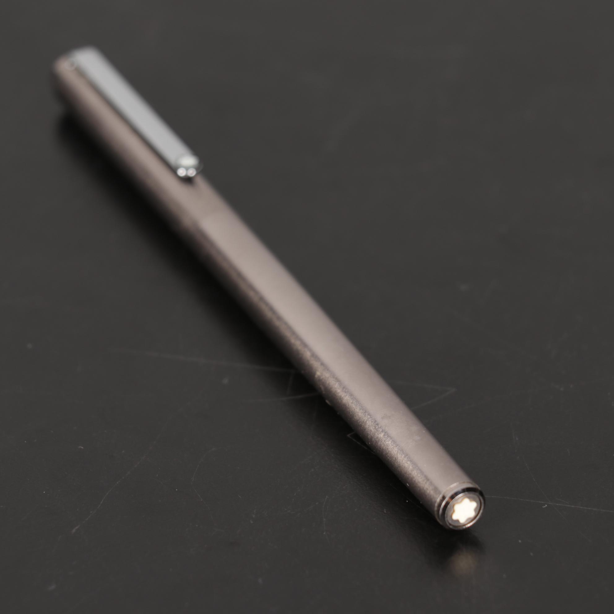 Montblanc Triple Star Brushed Metal Ballpoint Pen With Cap Clip, 1980s